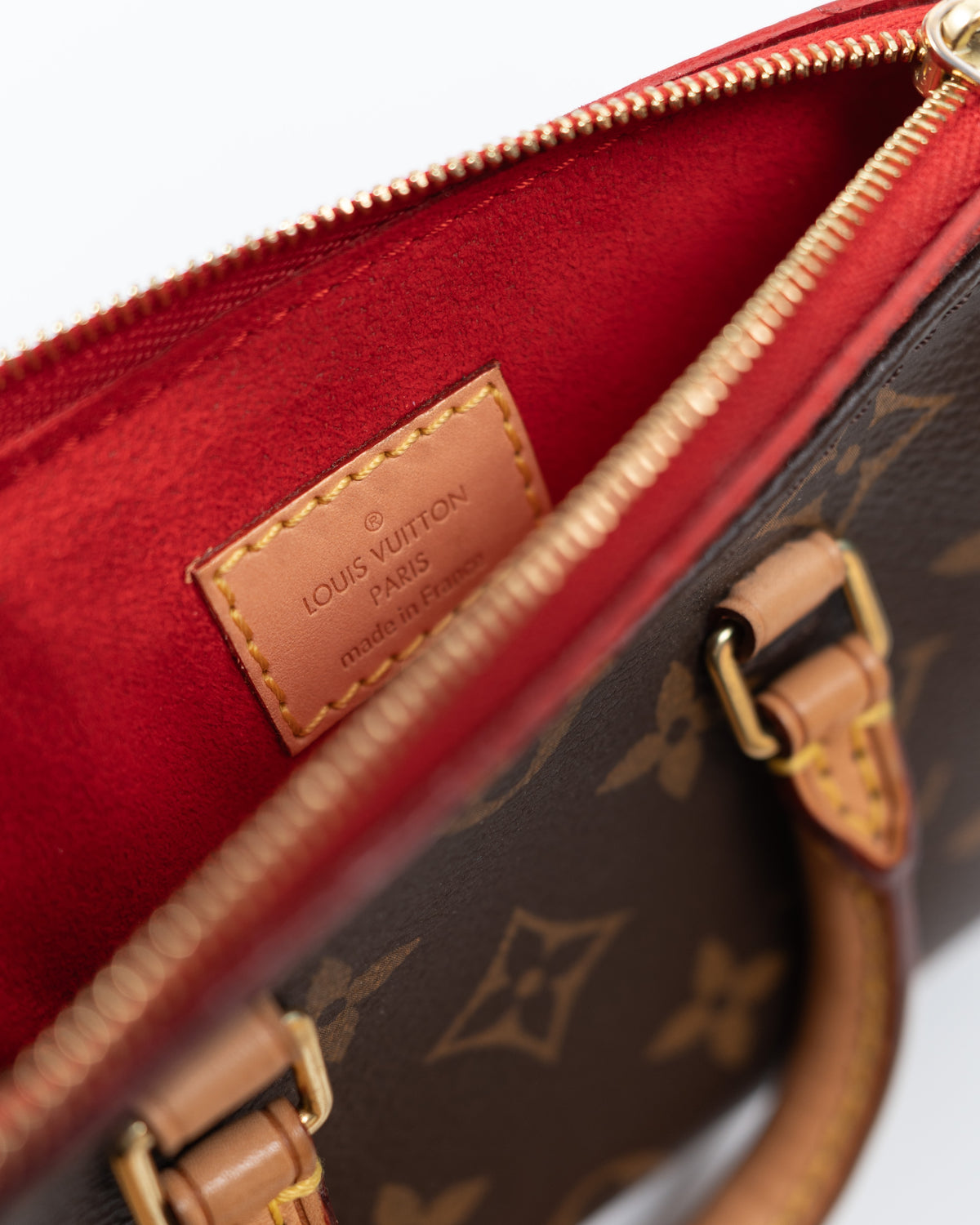 Louis Vuitton Borsa Nano Pallas Tela Monogram e Pelle Rossa second hand certificata - Aurea Luxury Lab