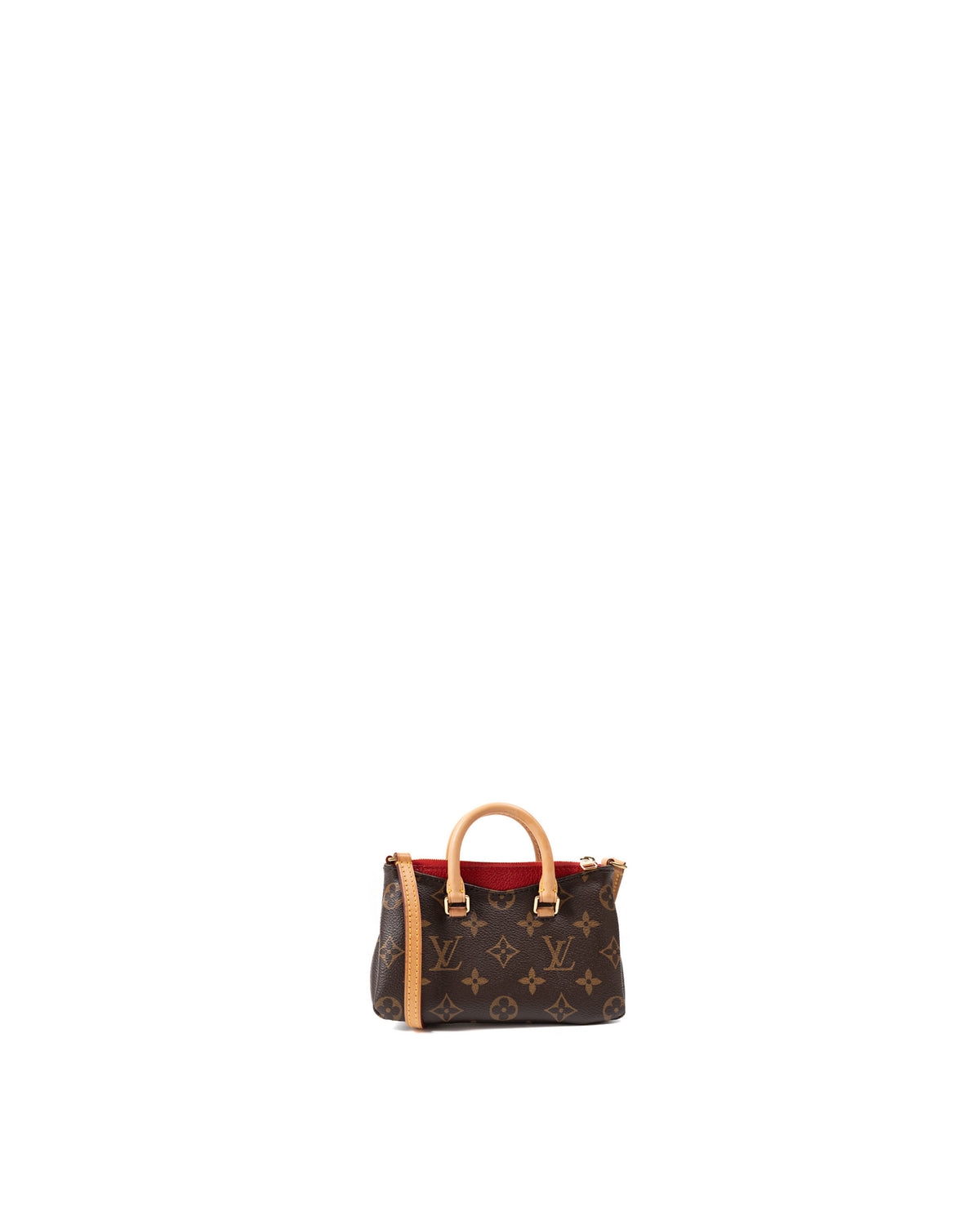 Louis Vuitton Borsa Nano Pallas Tela Monogram e Pelle Rossa usata autentica - Aurea Luxury Lab