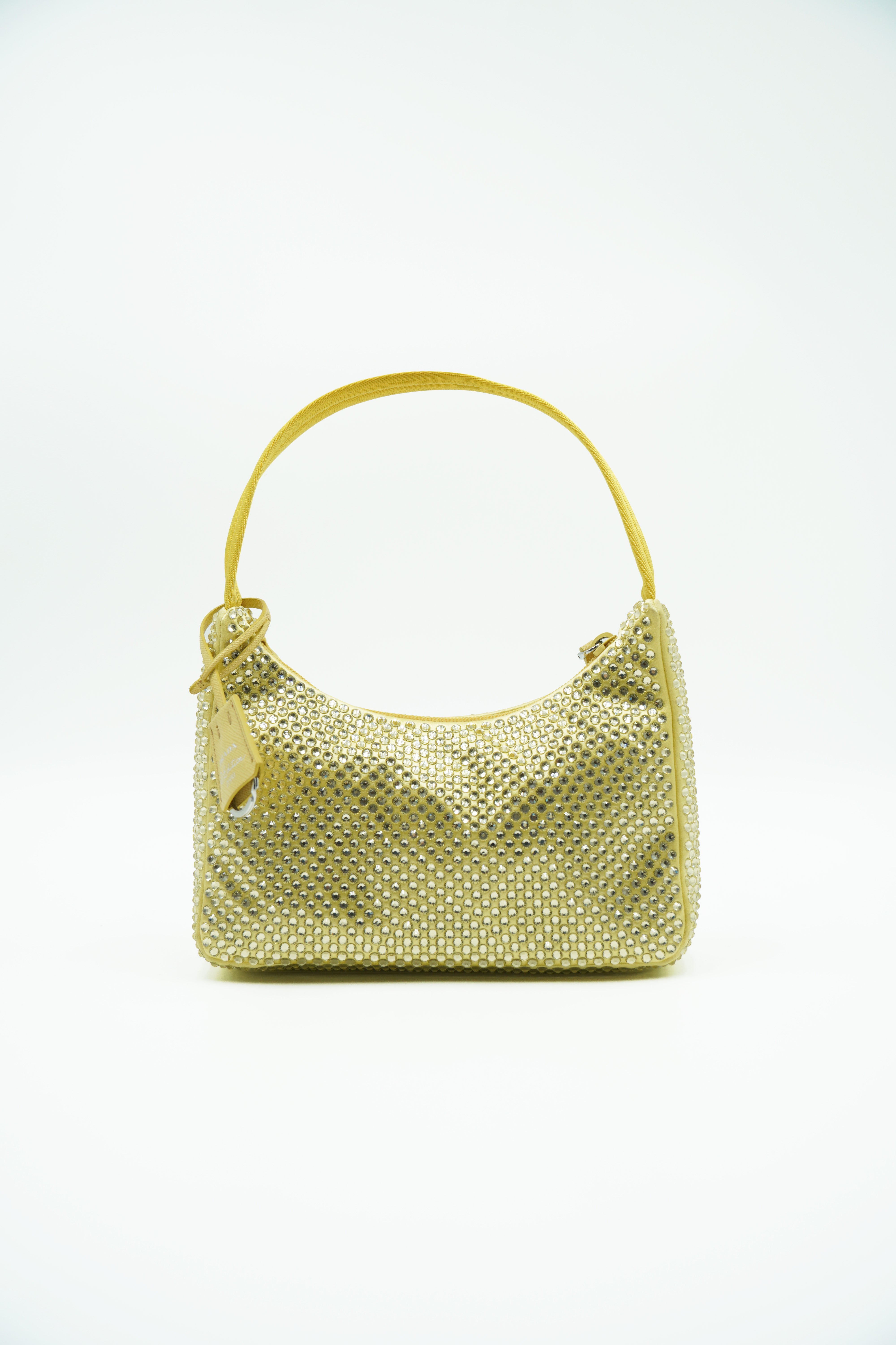 Mini borsa Prada Re-Edition Crystal con cristalli giallo - Usato Autentico
