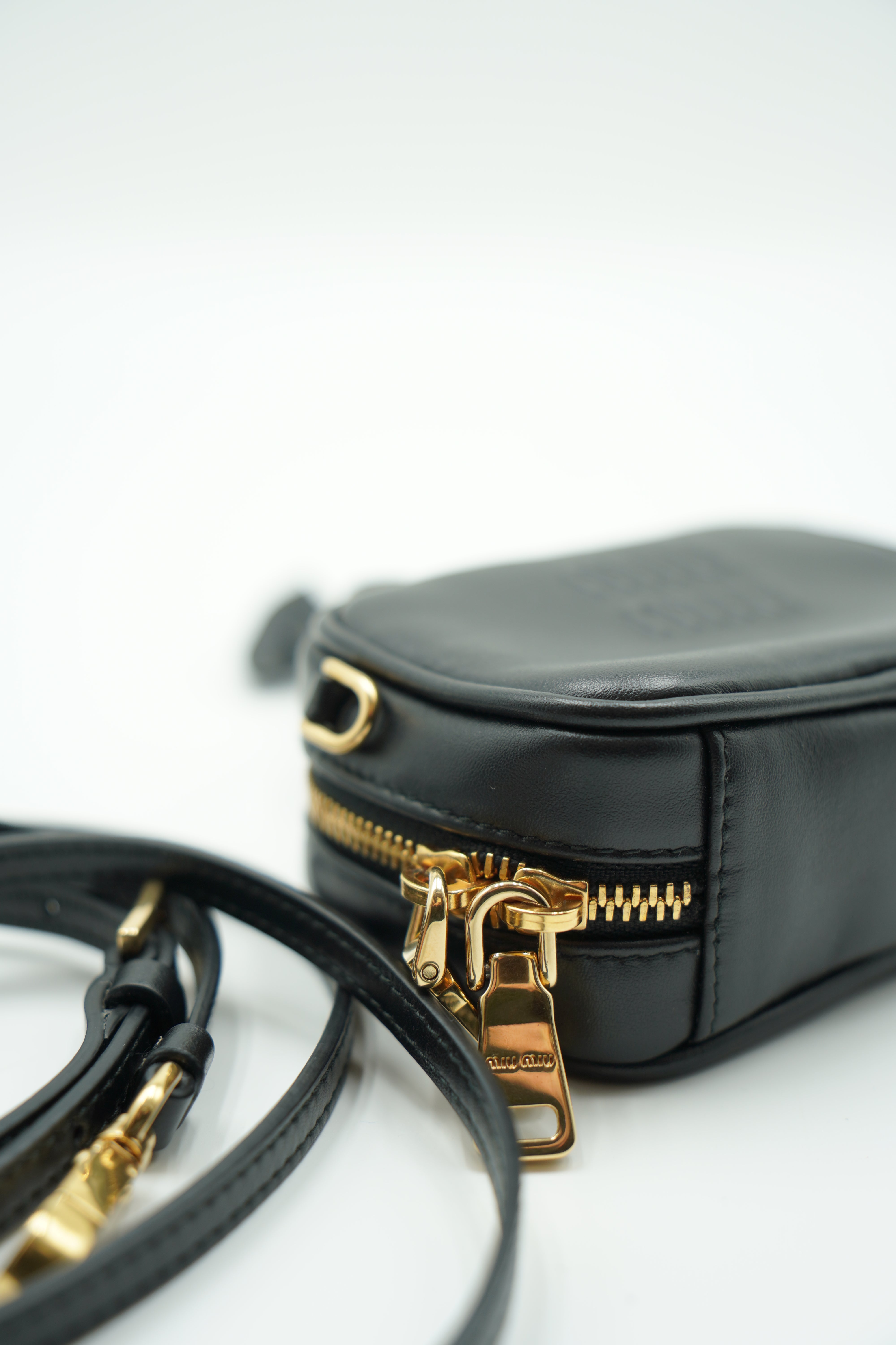 Miu Miu Micro Beau Bag In Black Leather