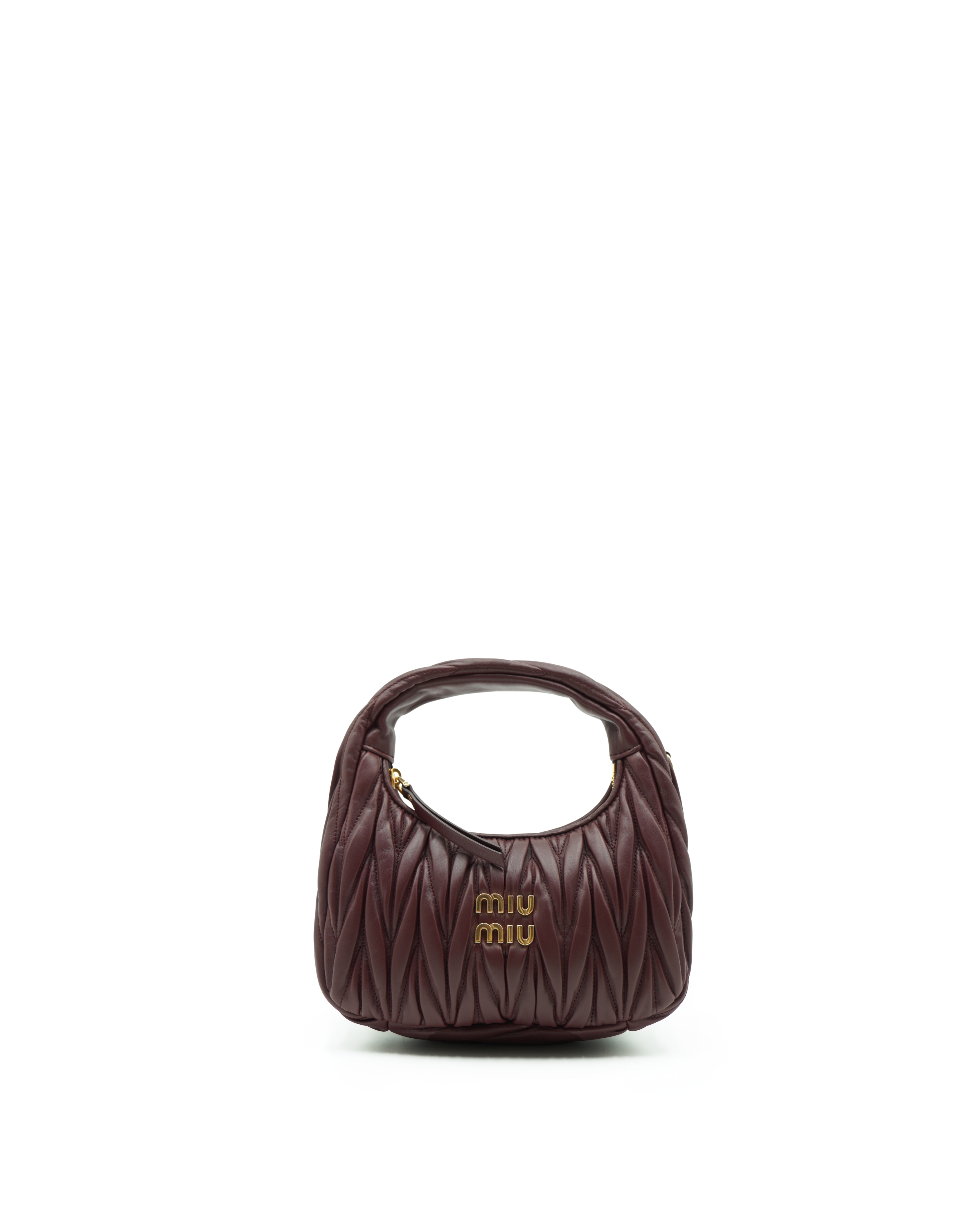Miu Miu Borsa Hobo Wander In Nappa Matelassé Burgundi Small