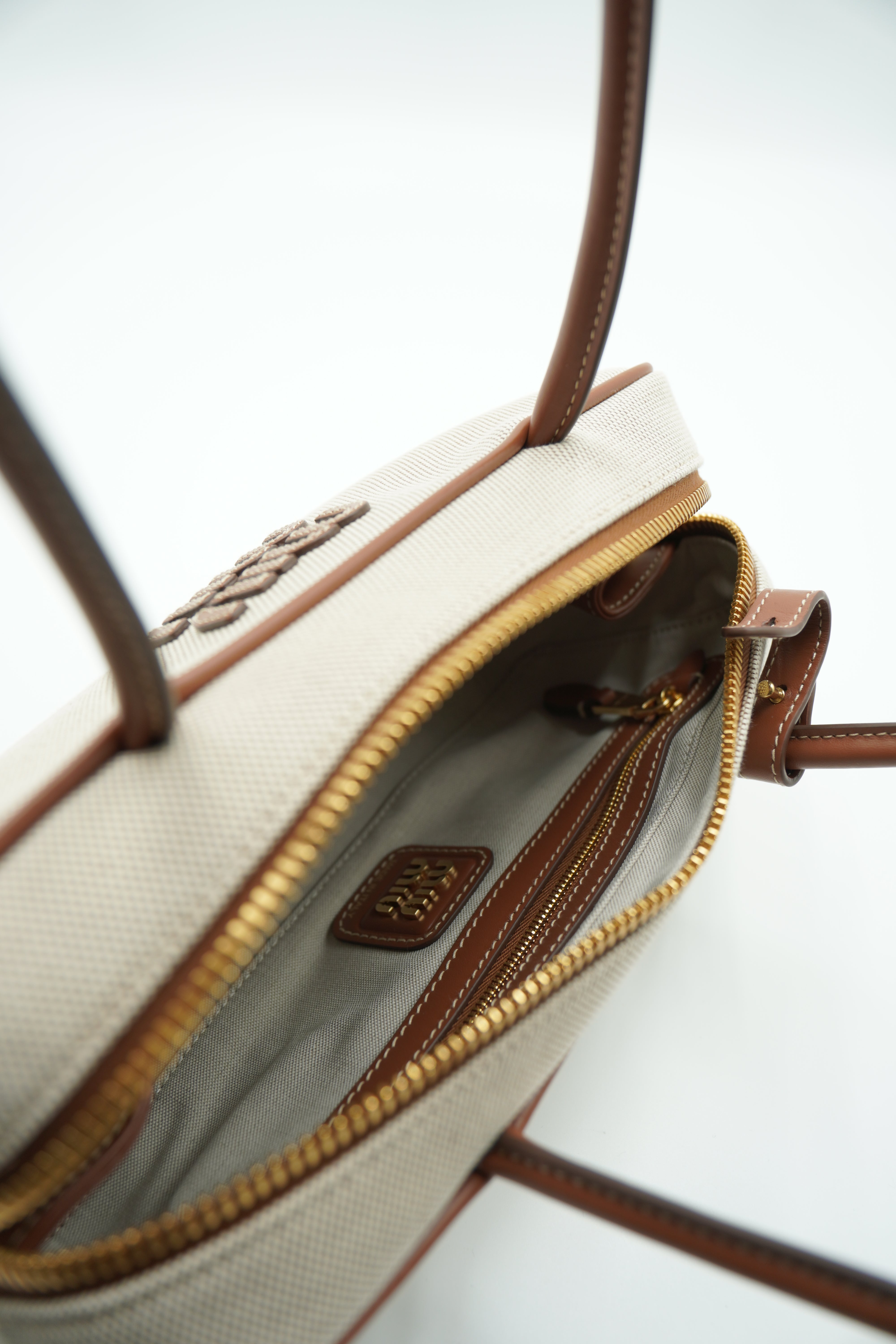 Miu Miu Beau Bag in Canvas and Leather Small