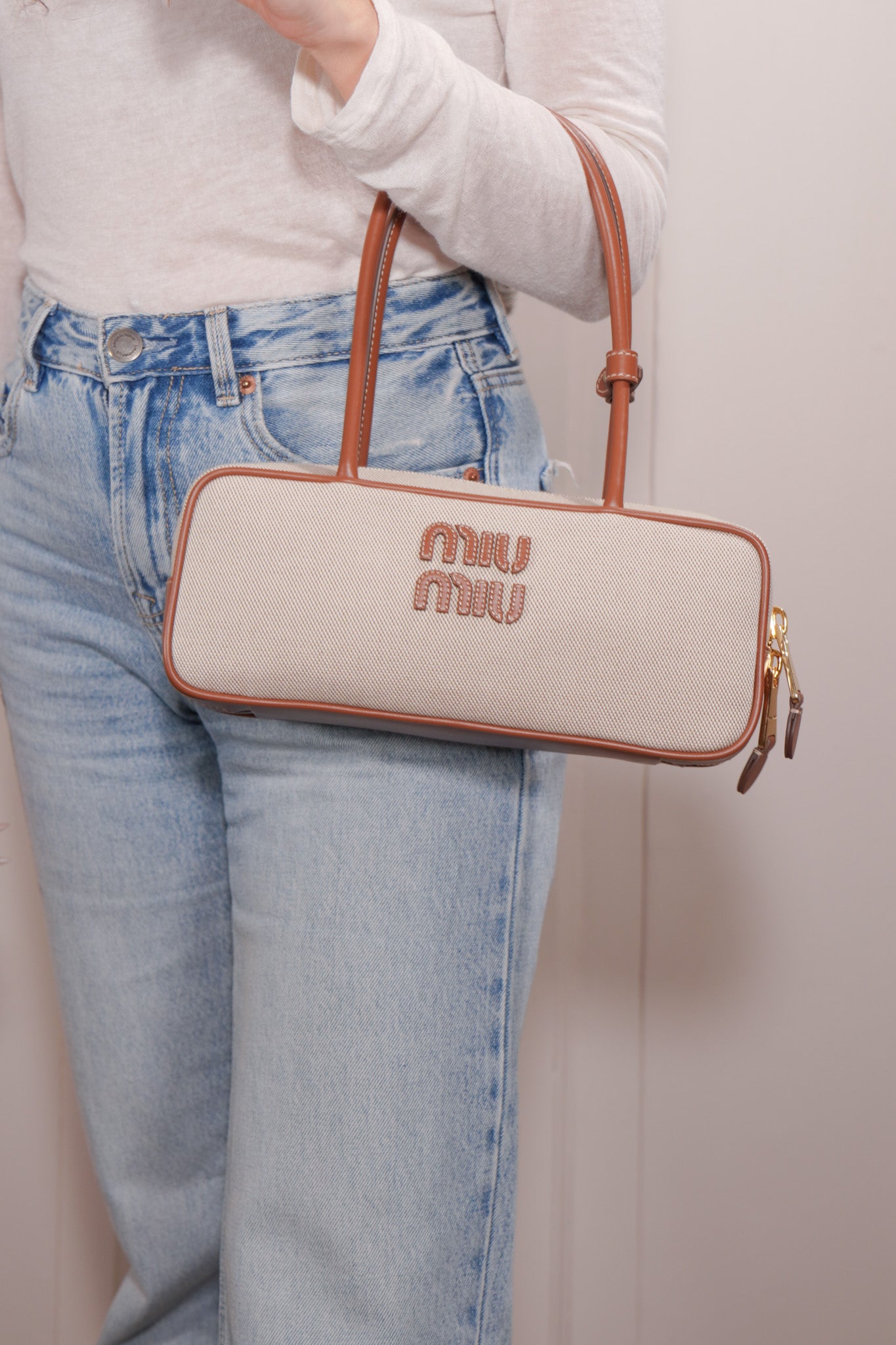 Miu Miu Borsa Beau in Canvas e Pelle Small luxury resale autentica - Aurea Luxury Lab