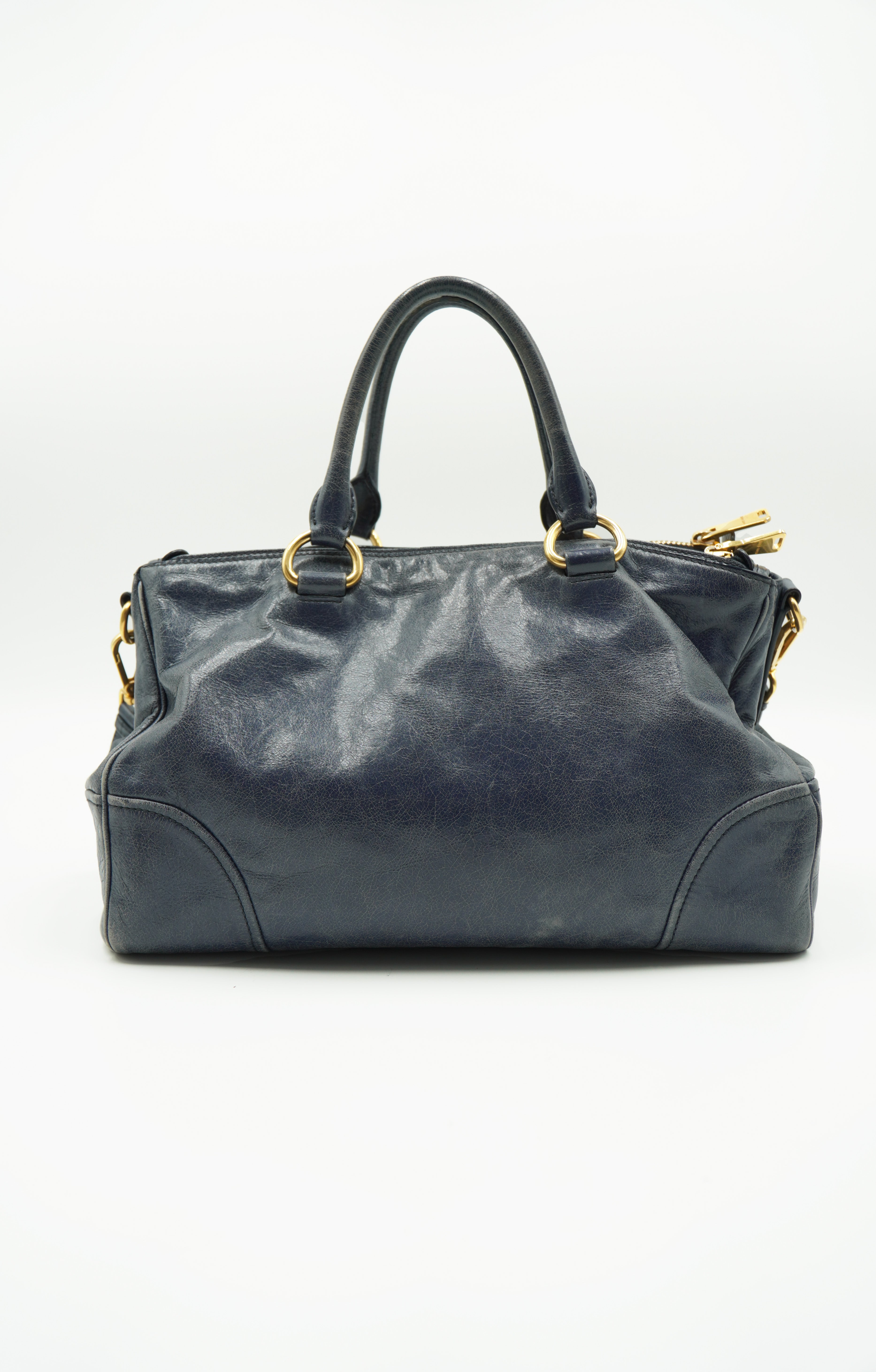 MiuMiu Borsa a mano con tracolla Shine Blu