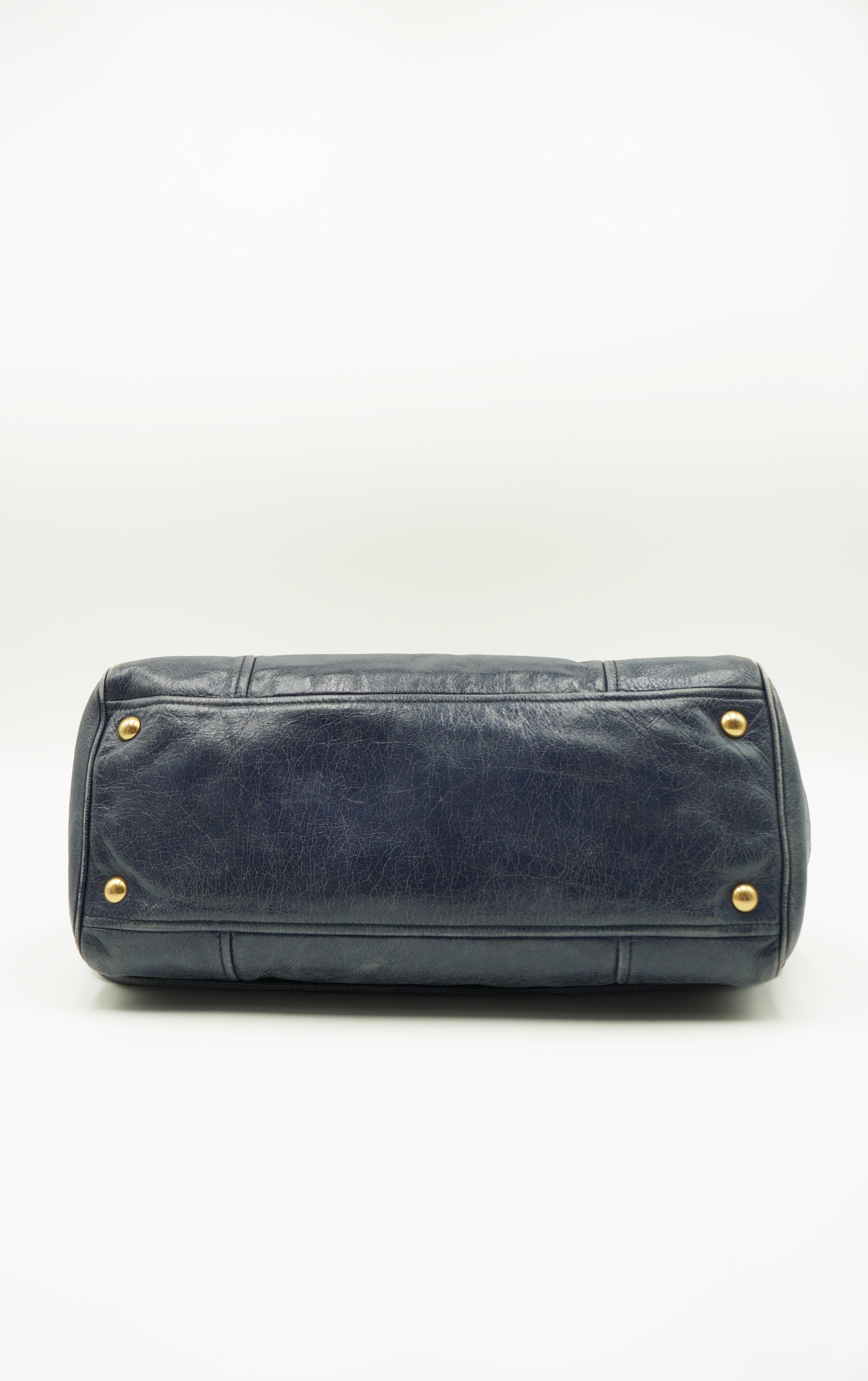 MiuMiu Borsa a mano con tracolla Shine Blu