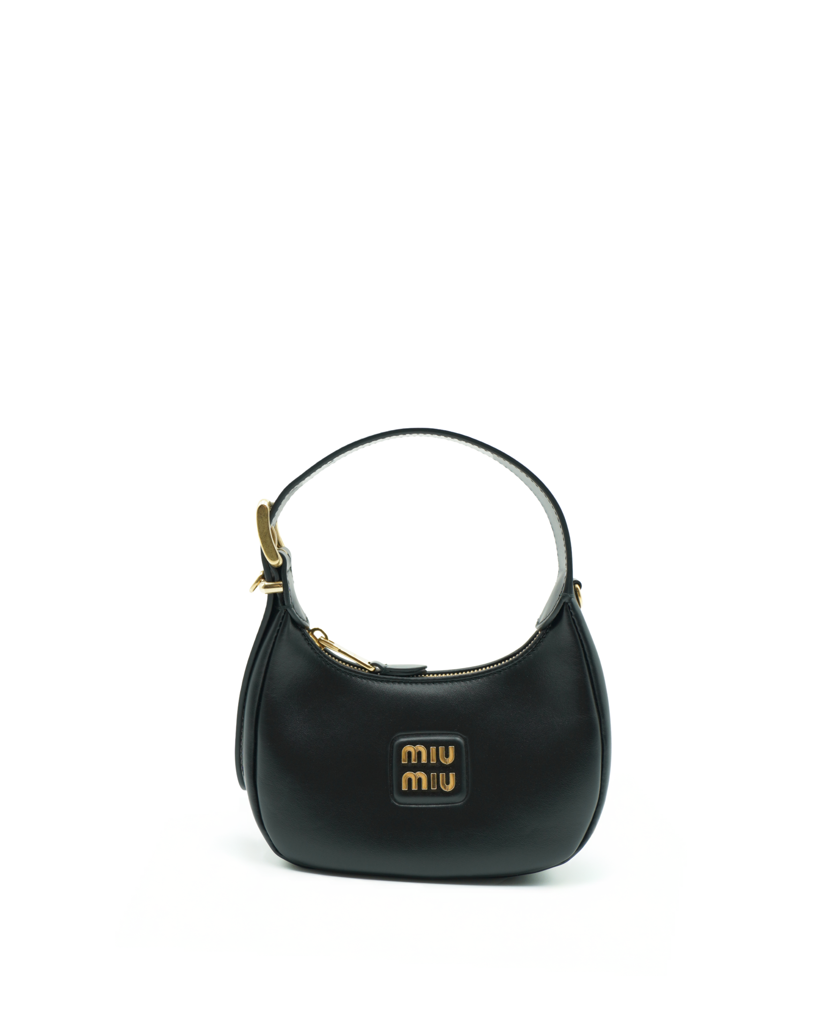 Miu Miu Wander Hobo Small Black Leather Bag