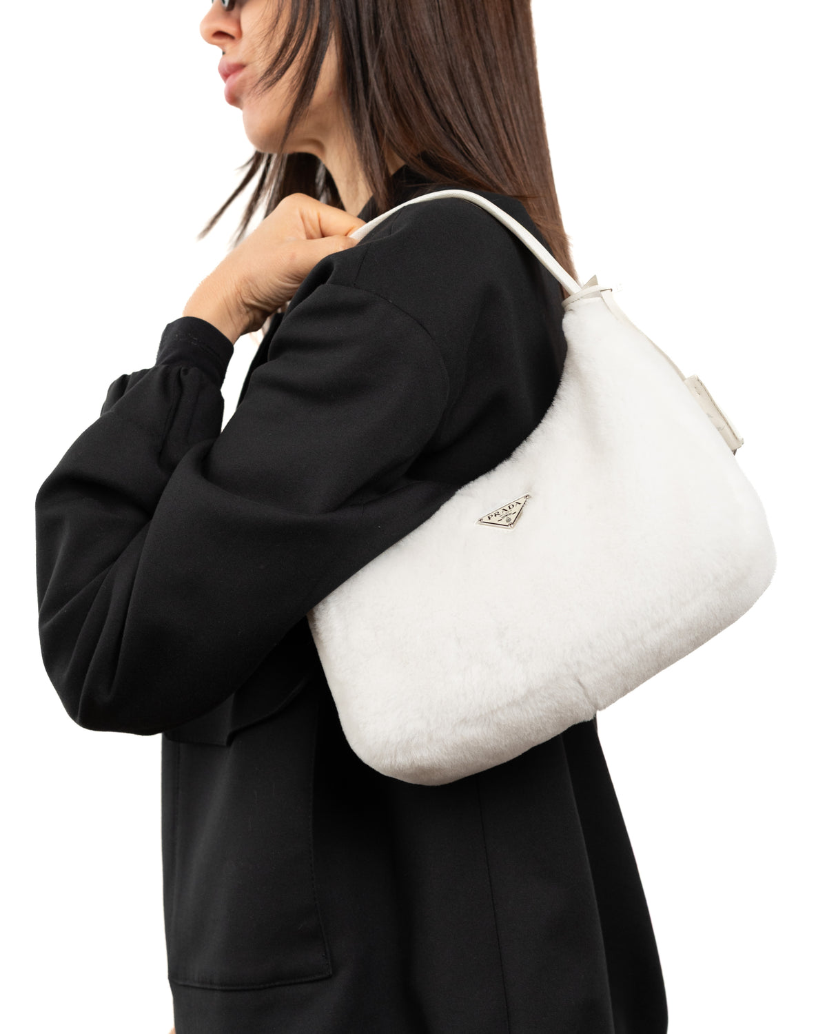 Prada Borsa Re-Edition 2000 Mini Pelliccia Bianca pre-owned certificata - Aurea Luxury Lab