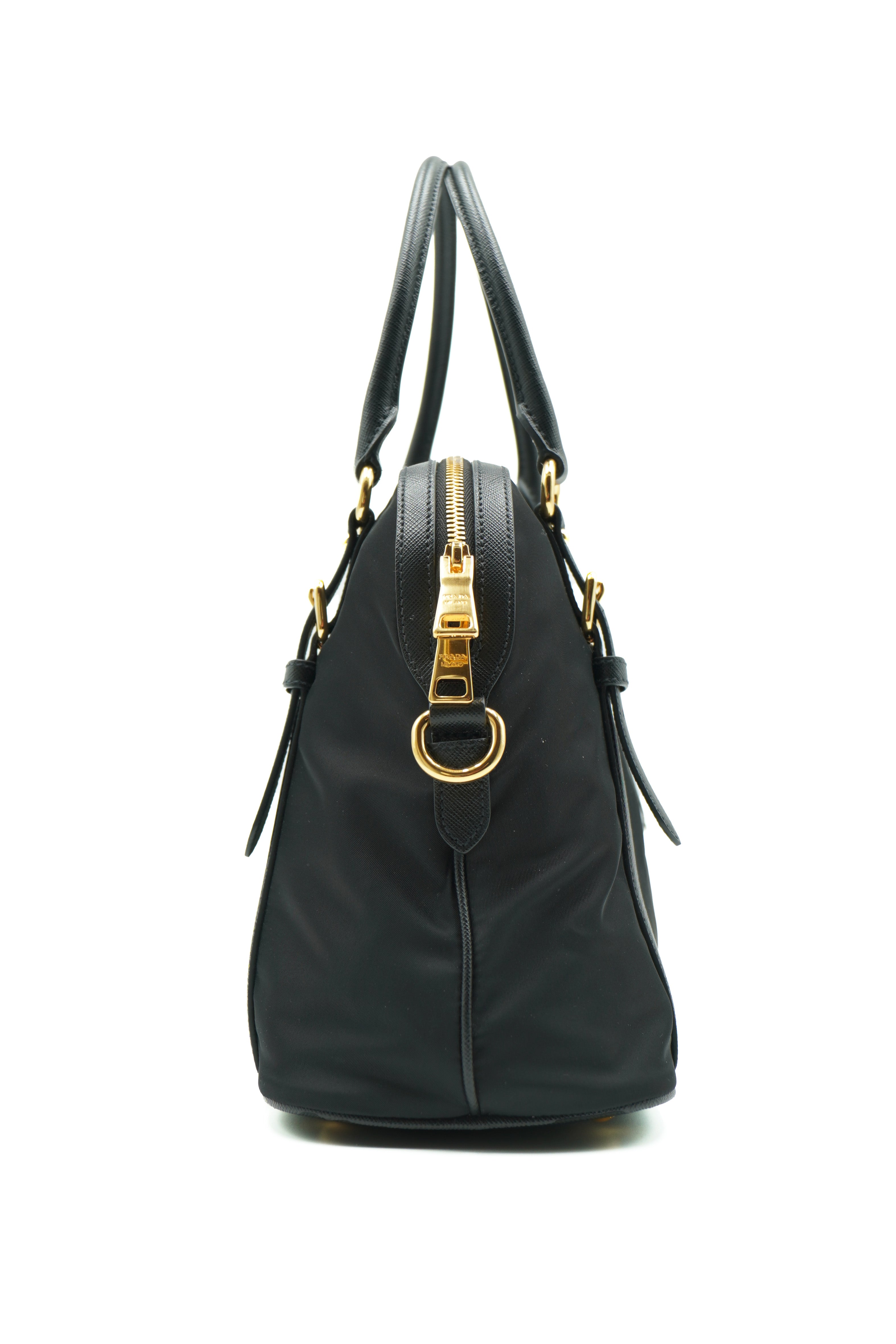 Bolso tote Prada con correa de hombro de nailon y piel saffiano