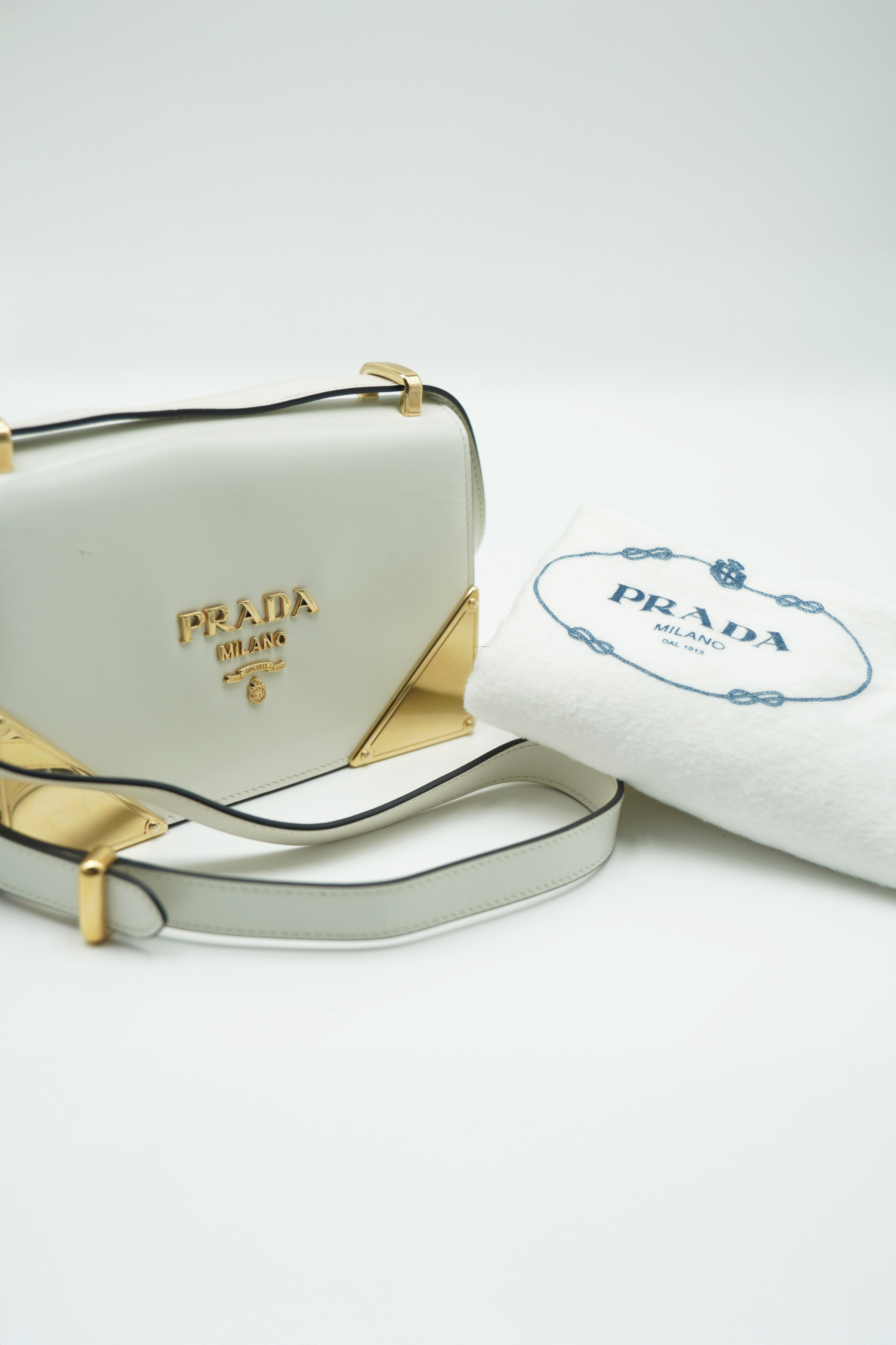 Prada White Leather Shoulder Bag