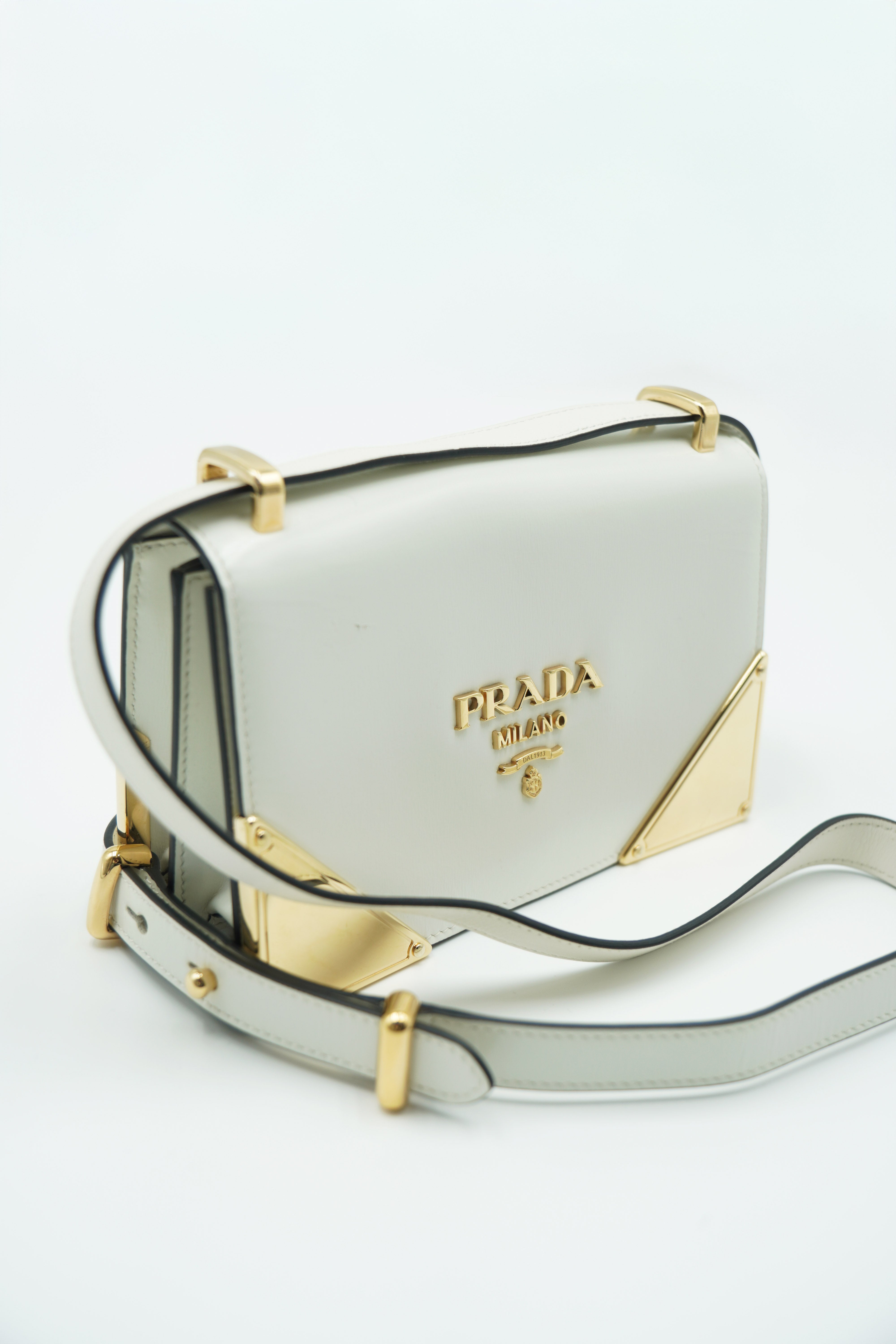 Prada White Leather Shoulder Bag