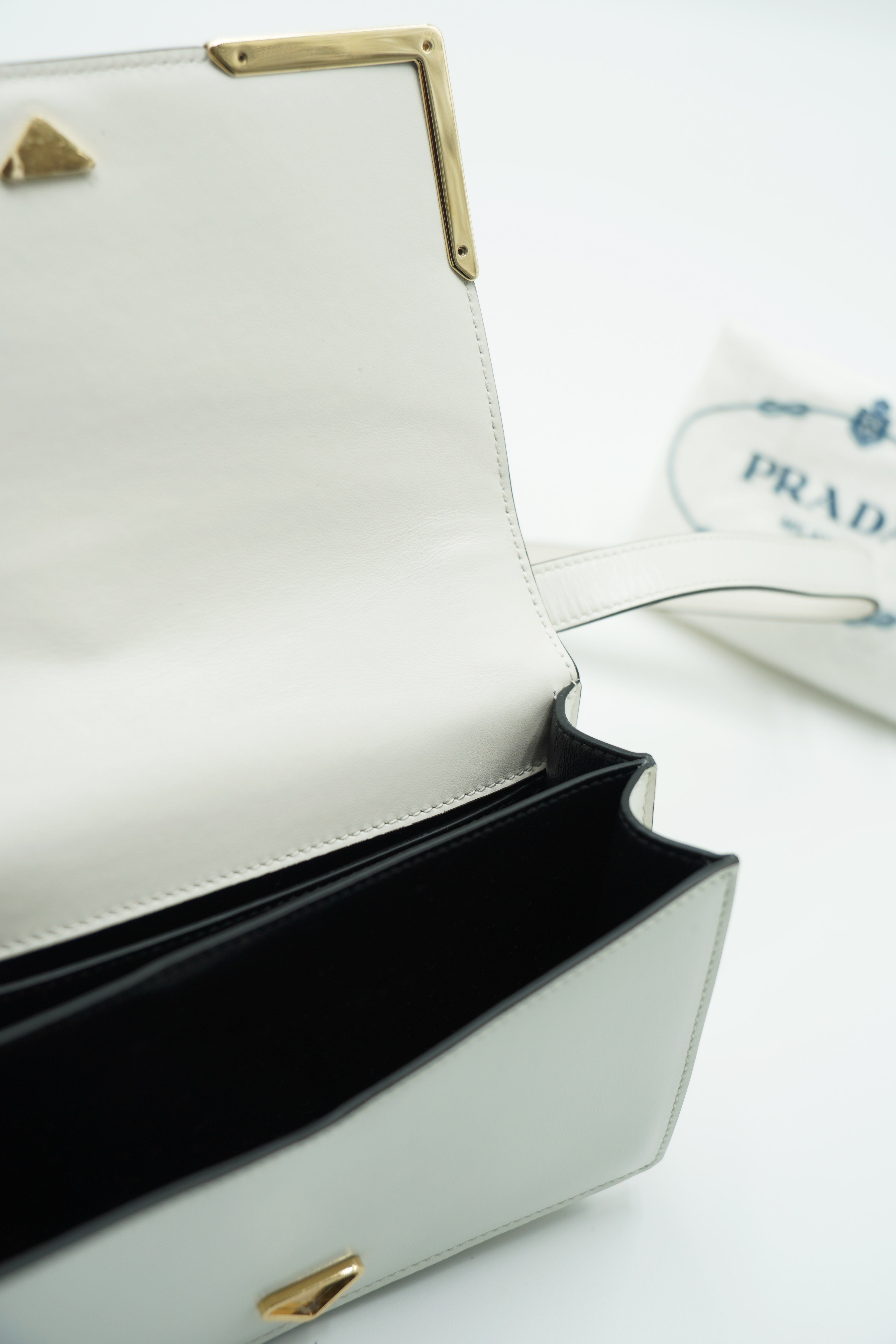 Prada Borsa Tracolla Pelle Bianco