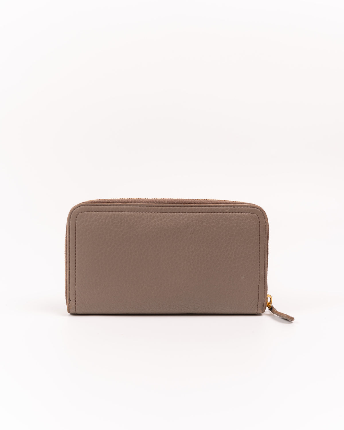 Prada Portafoglio Zip Around Pelle Martellata Beige pre-owned autentico - Aurea Luxury Lab