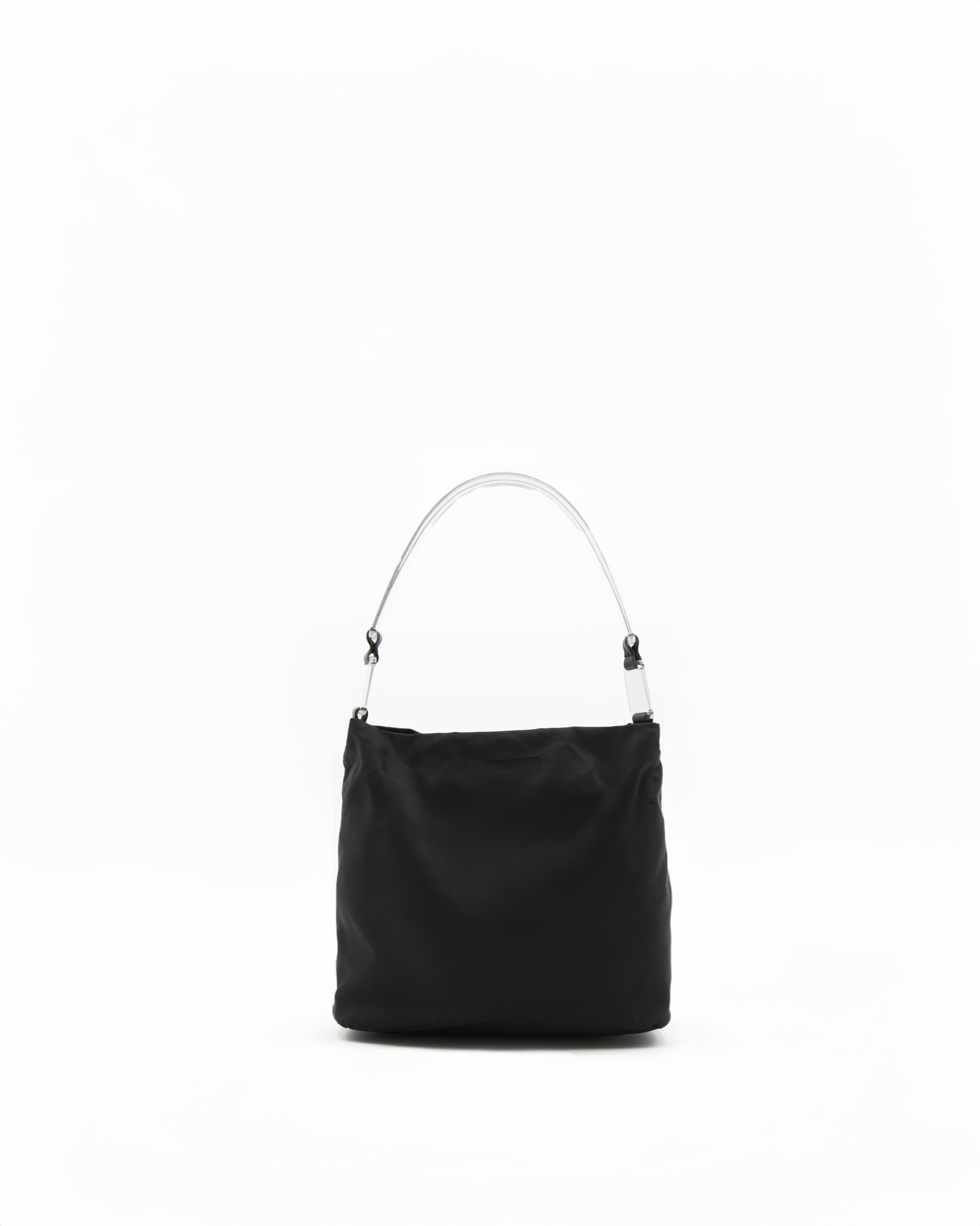 Bolso de nailon Prada con asa de plexiglás