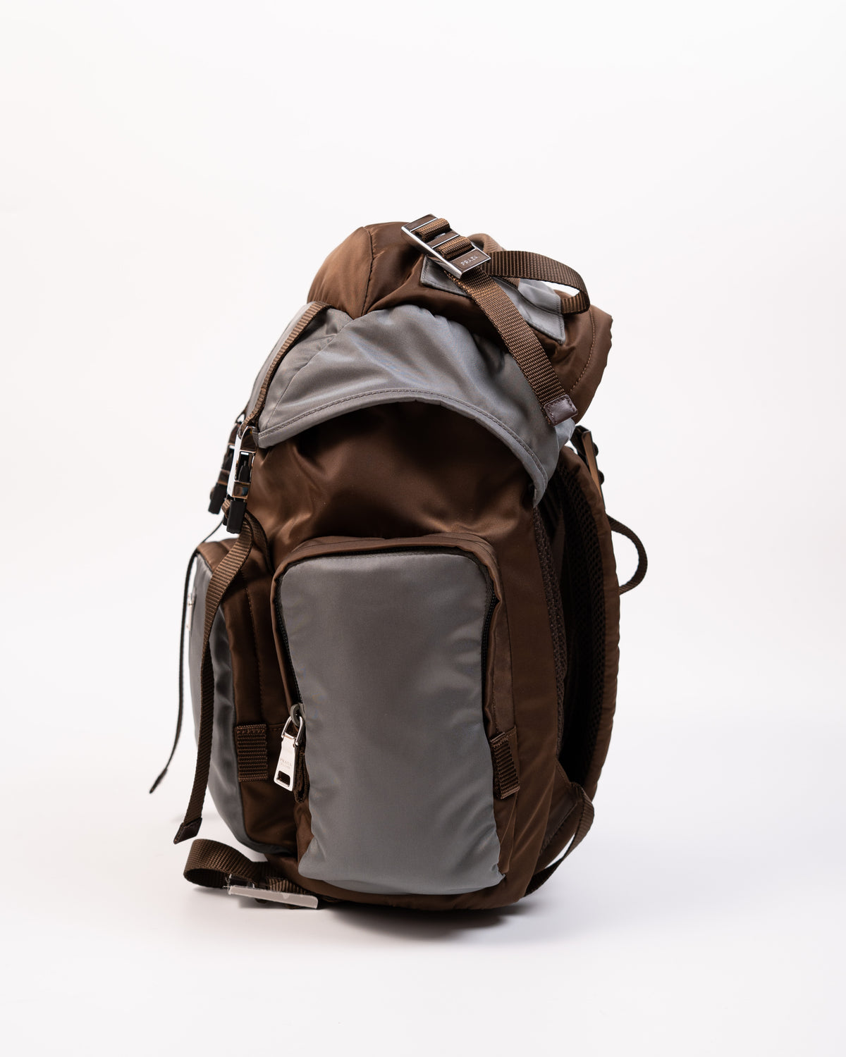 Prada Zaino Re-Nylon e Pelle Bruciato e Grigio Ceruleo pre-owned autentico - Aurea Luxury Lab