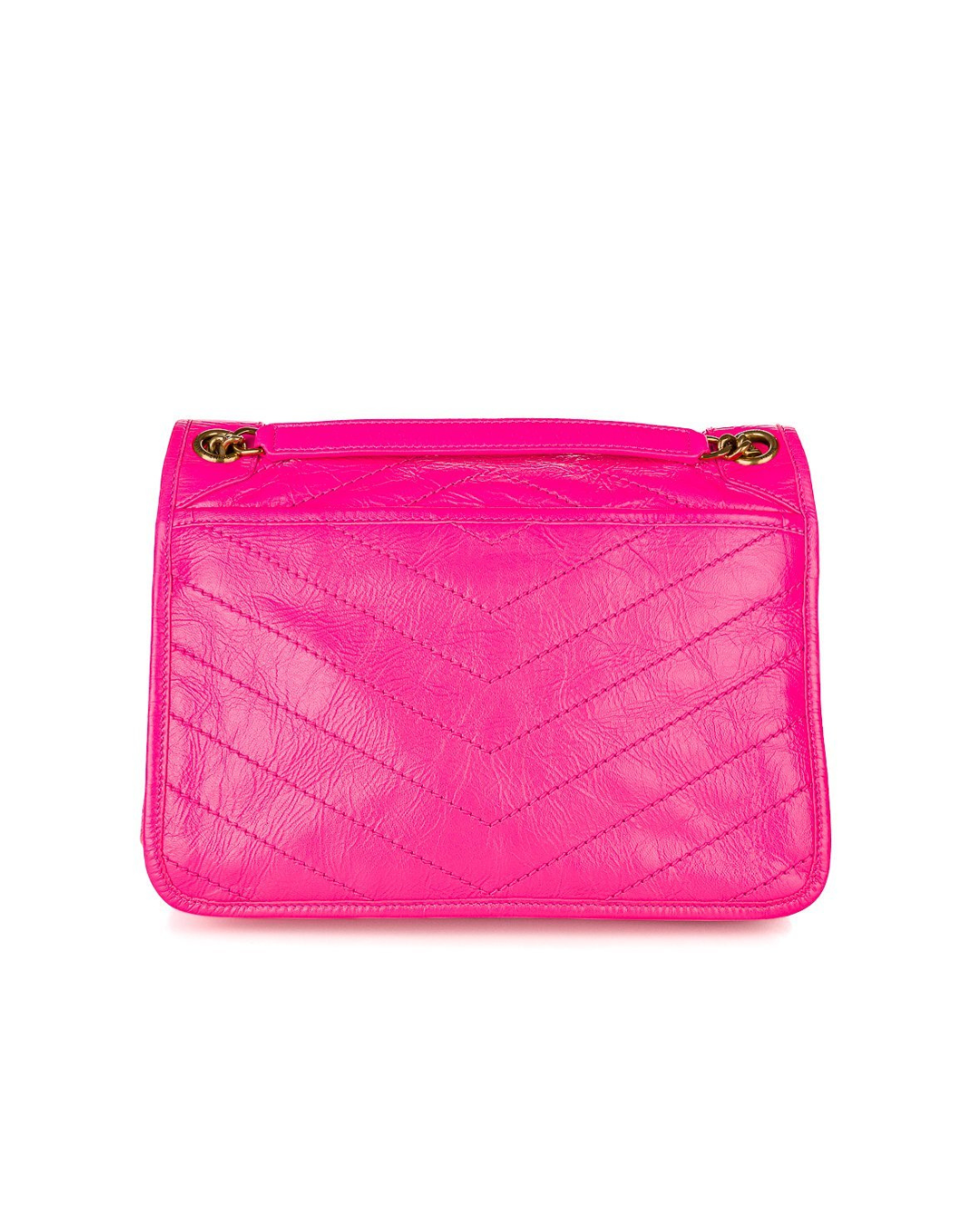 Saint Laurent Tasche Niki Medium Pelle Crinkle Rosa Neon — Pre-owned Authentisch