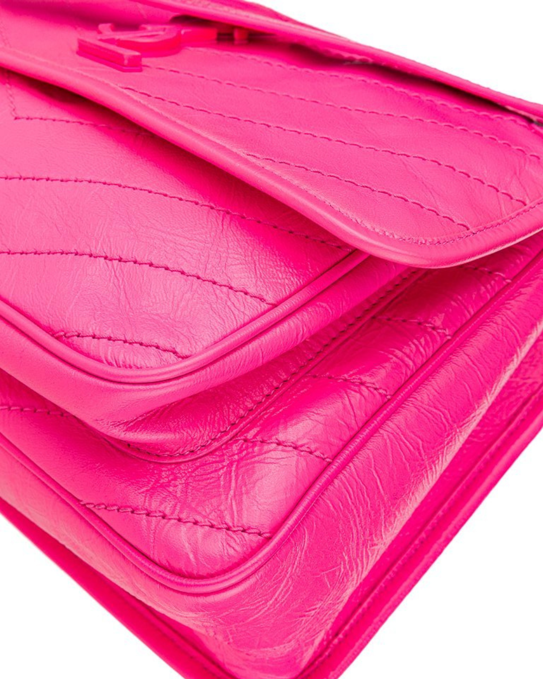 Saint Laurent Tasche Niki Medium Pelle Crinkle Rosa Neon — Pre-owned Authentisch