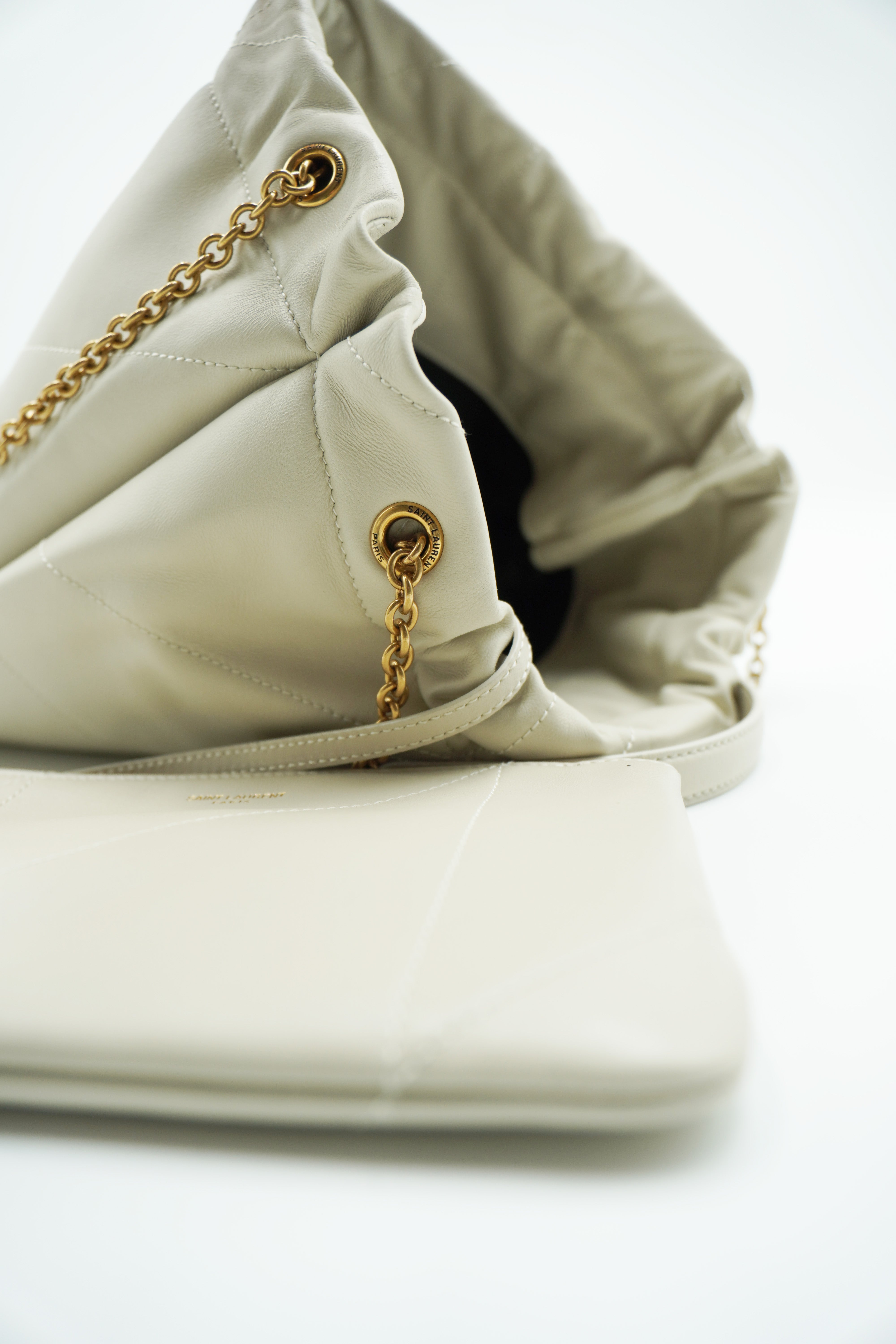 Saint Laurent Borsa Jamie Pochon Pelle Bianco pre-owned autentica - Aurea Luxury Lab