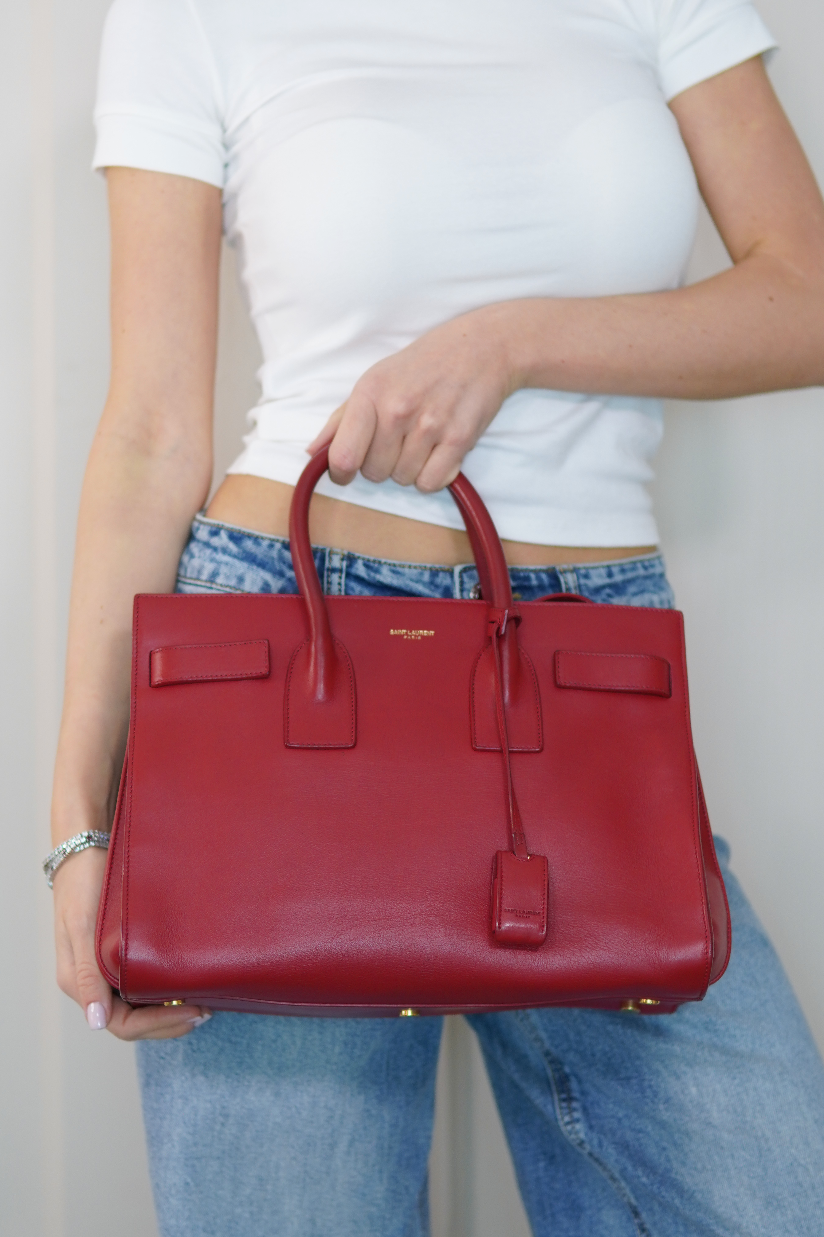 Saint Laurent Bolso Shopping in piel negra Sac du Jour Medium