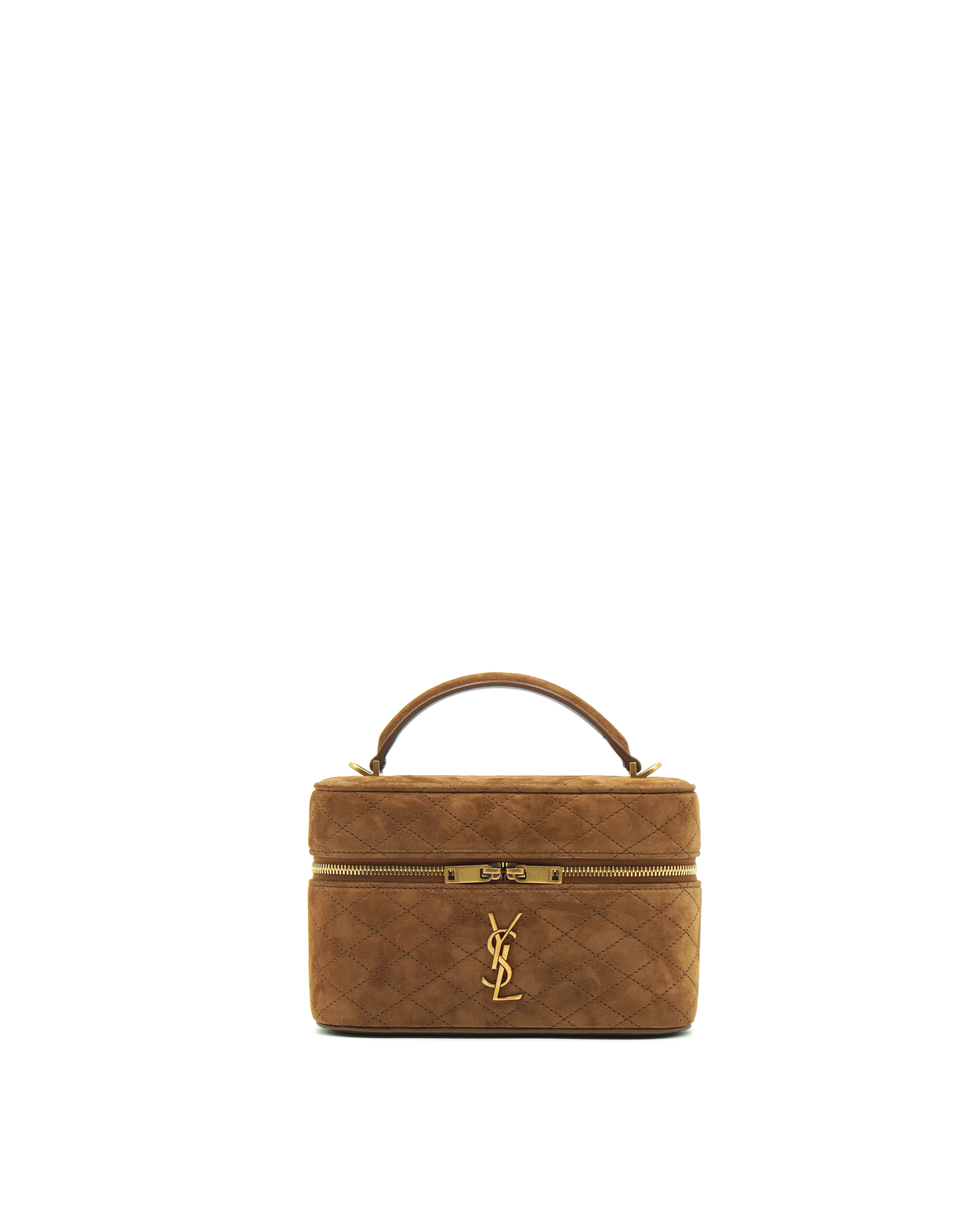 Saint Laurent Borsa Vanity Gaby In Suede Marrone - Usato Autentico