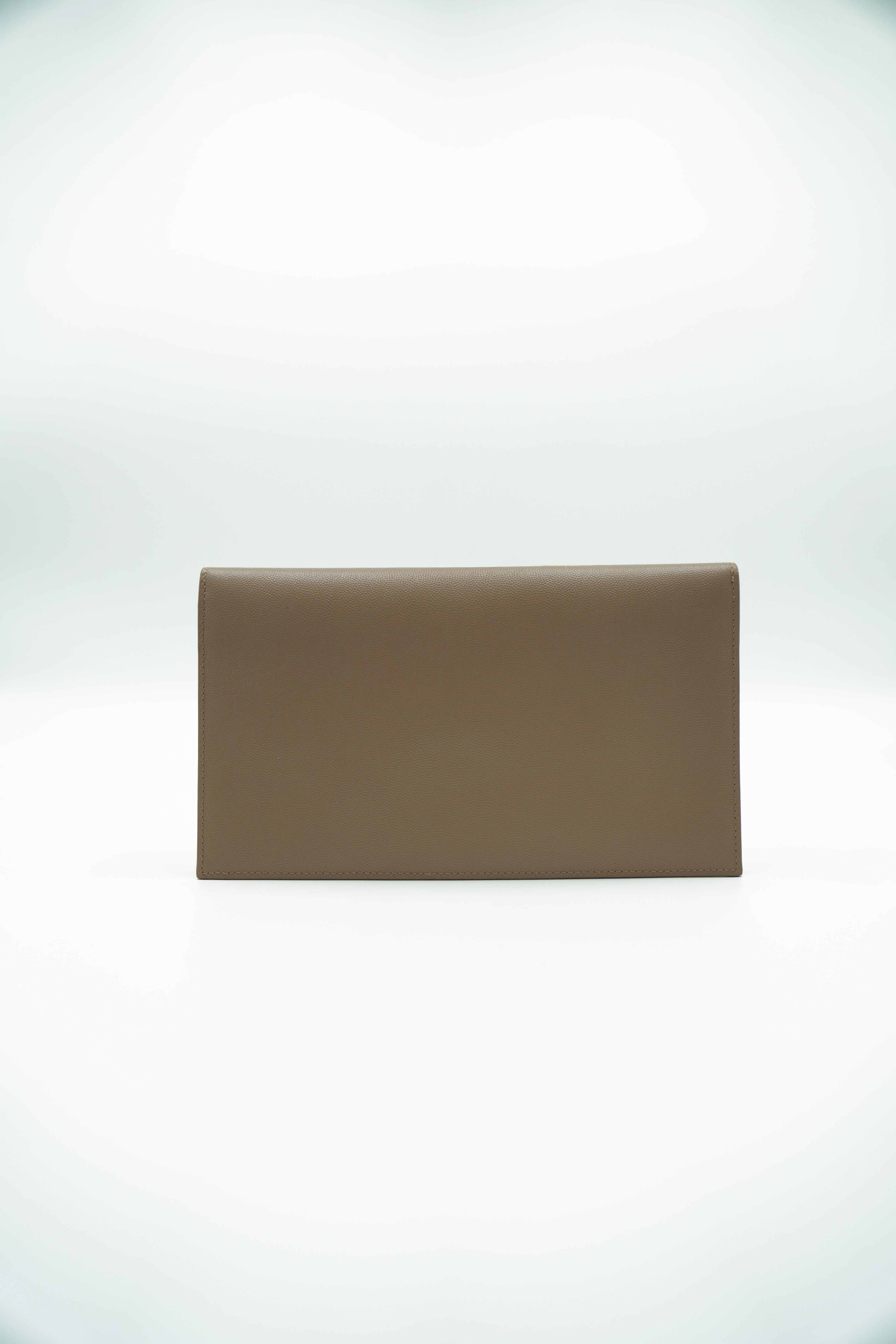 Saint Laurent Pochette Uptown Pelle Groffata Tortora second hand luxury - Aurea Luxury Lab