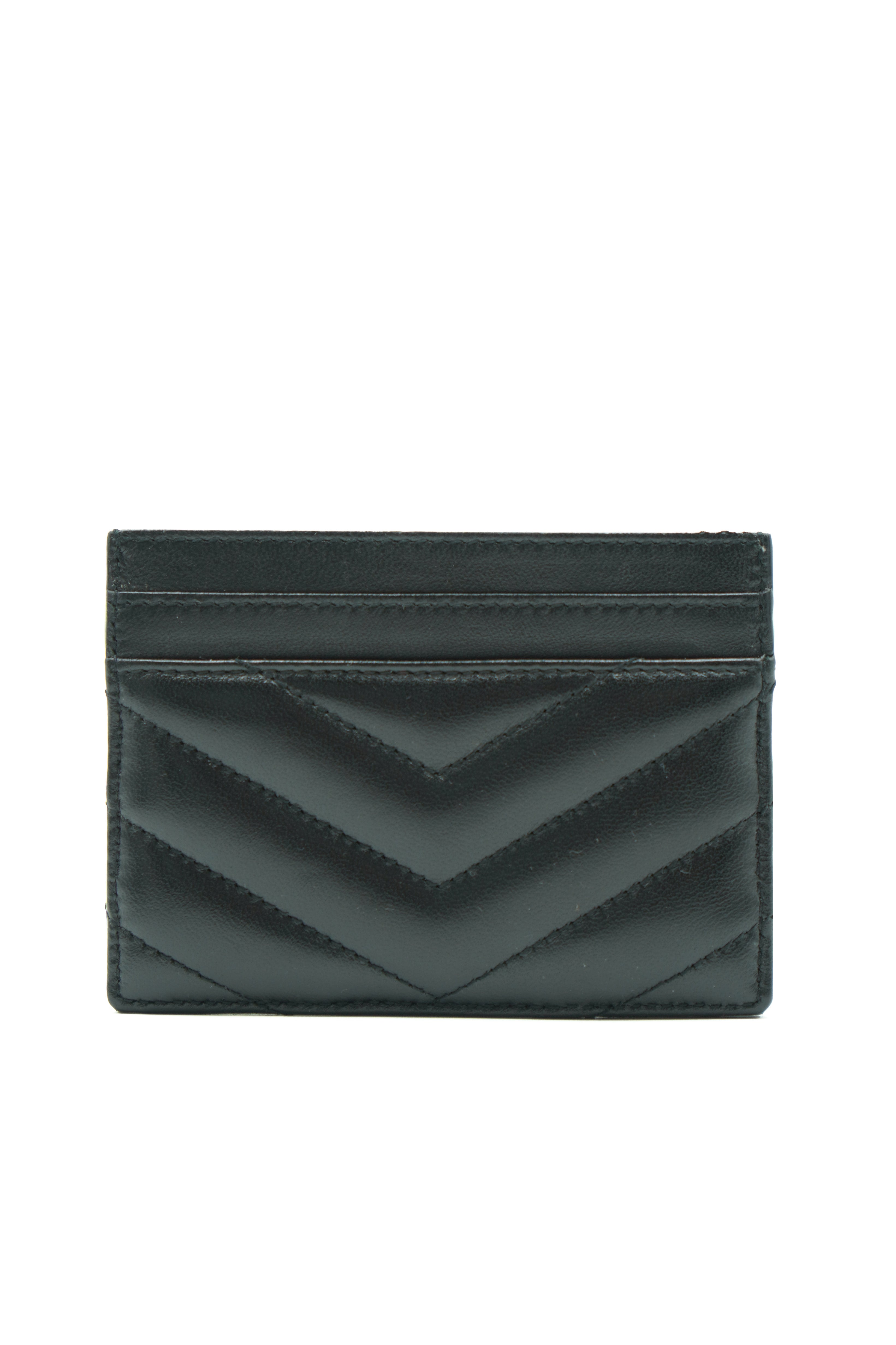 Tarjetero Saint Laurent Cassandre Matelassé de piel de becerro negra