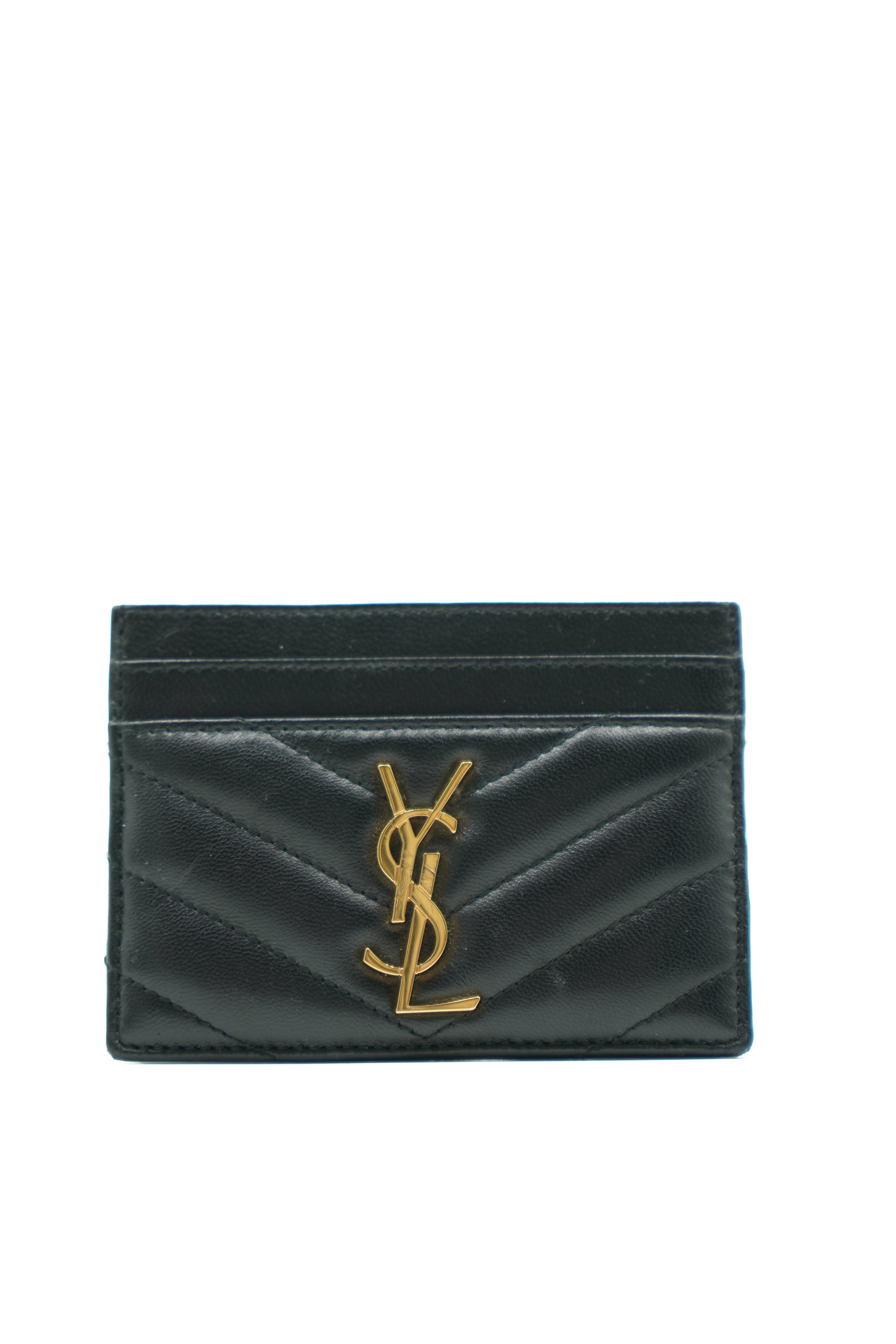 Tarjetero Saint Laurent Cassandre Matelassé de piel de becerro negra