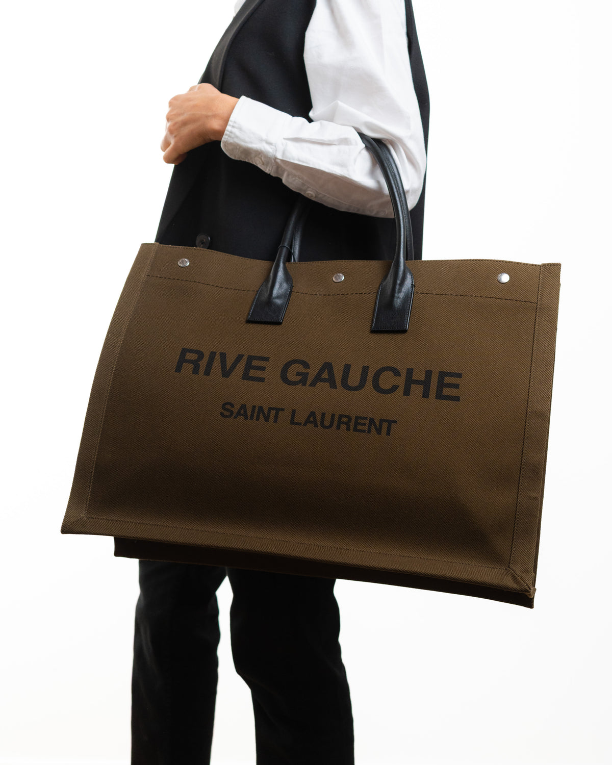 Saint Laurent Borsa Tote Rive Gauche Tela Marrone pre-owned certificata - Aurea Luxury Lab
