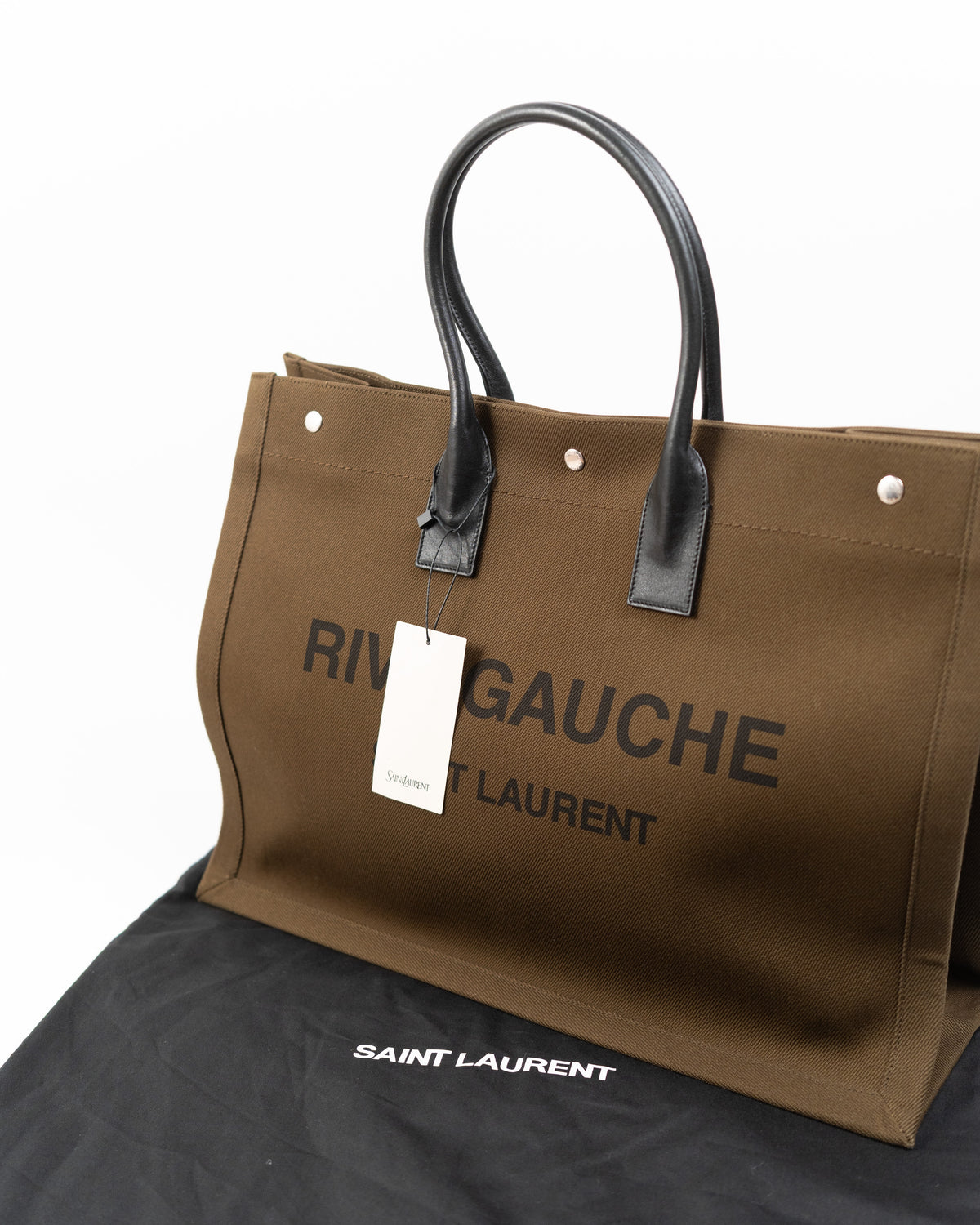 Saint Laurent Borsa Tote Rive Gauche Tela Marrone second hand luxury - Aurea Luxury Lab
