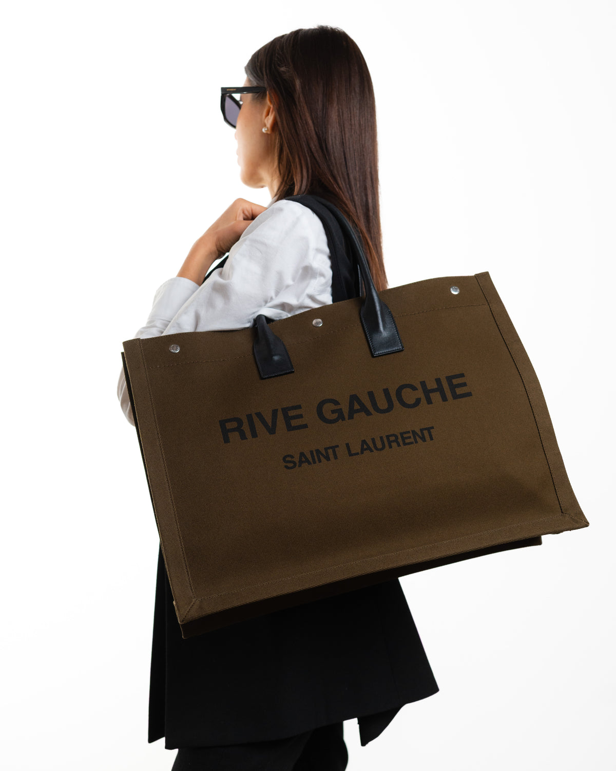 Saint Laurent Borsa Tote Rive Gauche Tela Marrone pre-owned certificata - Aurea Luxury Lab