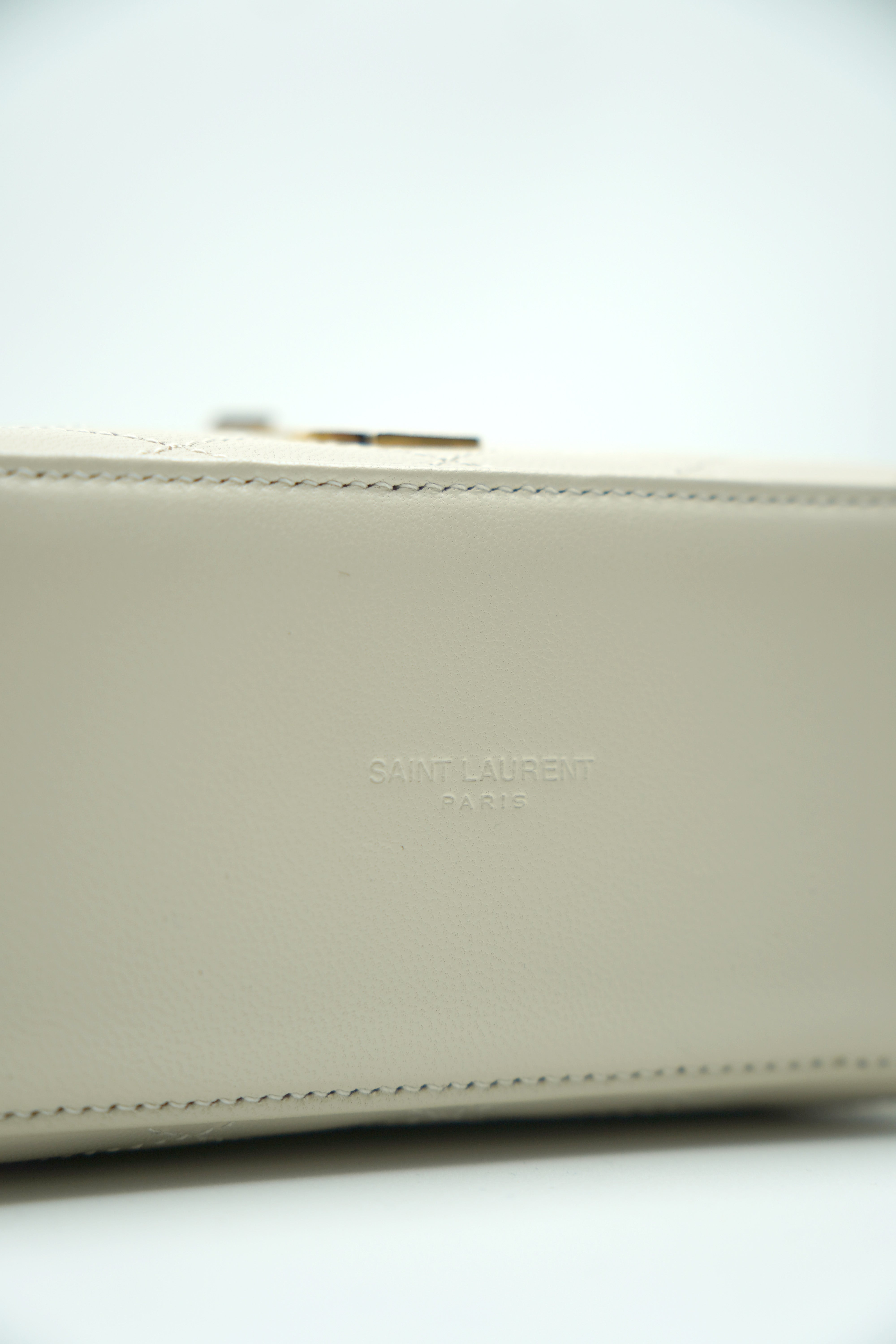 Saint Laurent Gaby Medium Vanity Bag White Leather - Used Authentic