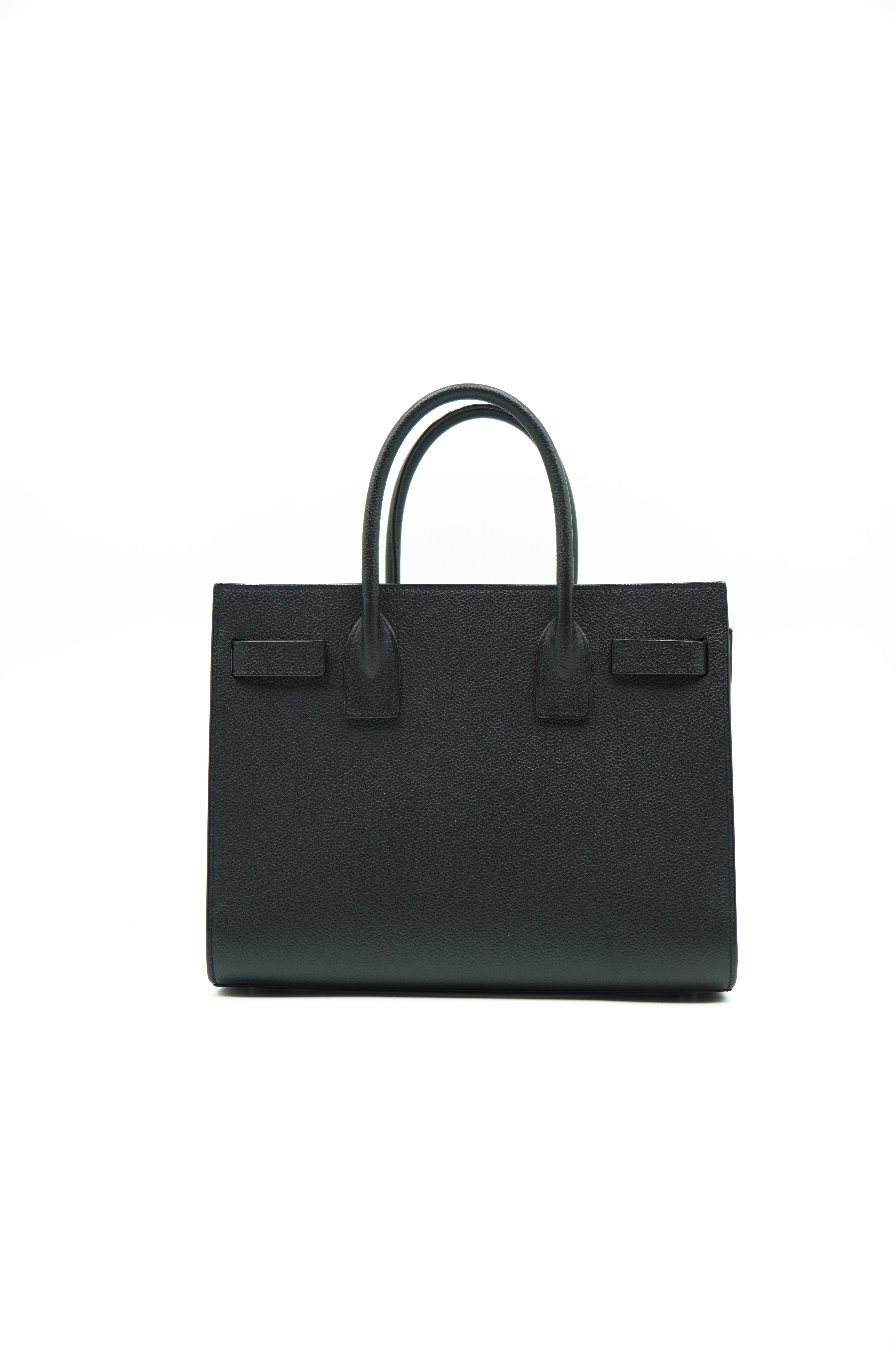 Saint Laurent Borsa Sac Du Jour Pelle Martellata Nera Baby