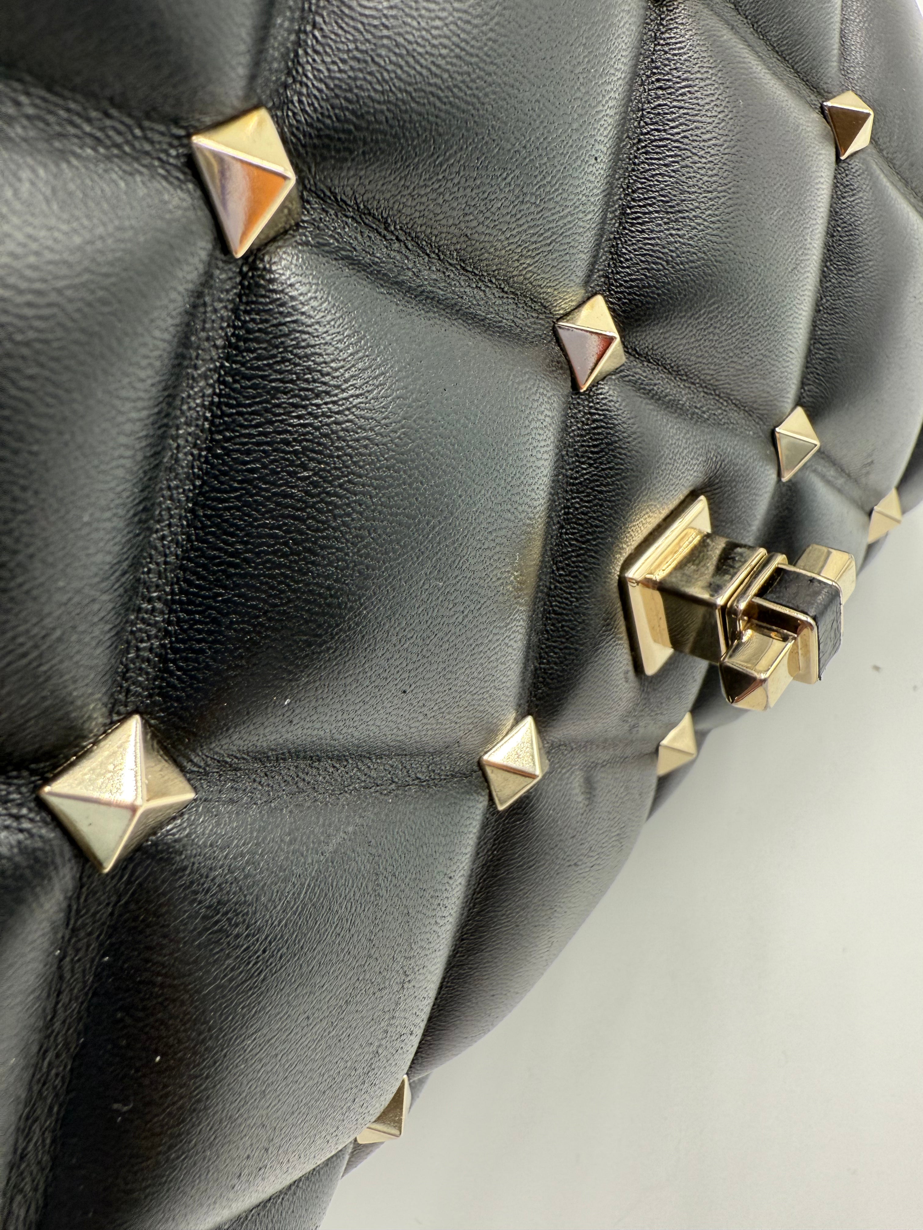 Valentino Candystud Studded Rockstud Black Leather Shoulder Bag - Used Authentic