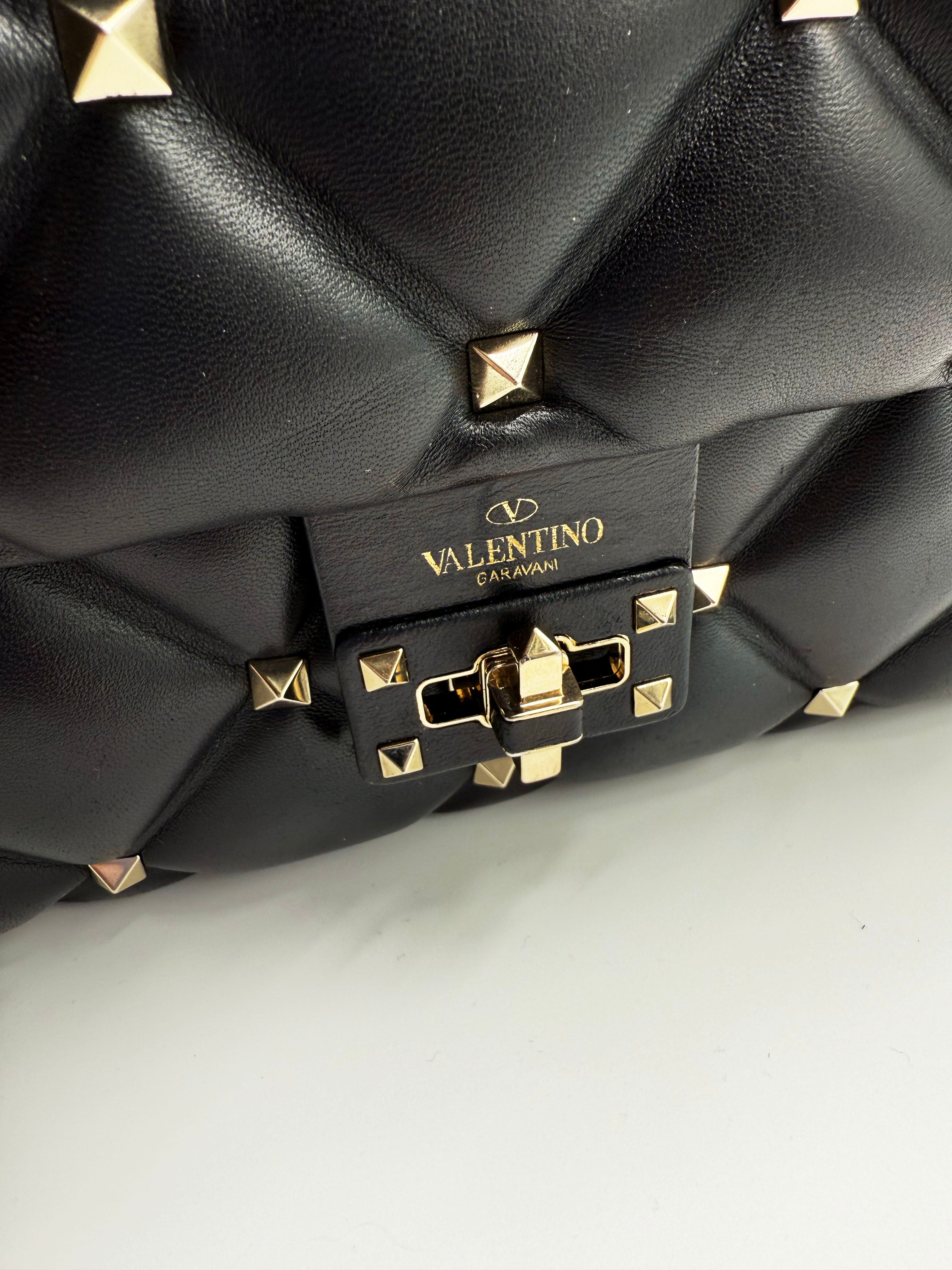 Valentino Candystud Studded Rockstud Black Leather Shoulder Bag - Used Authentic
