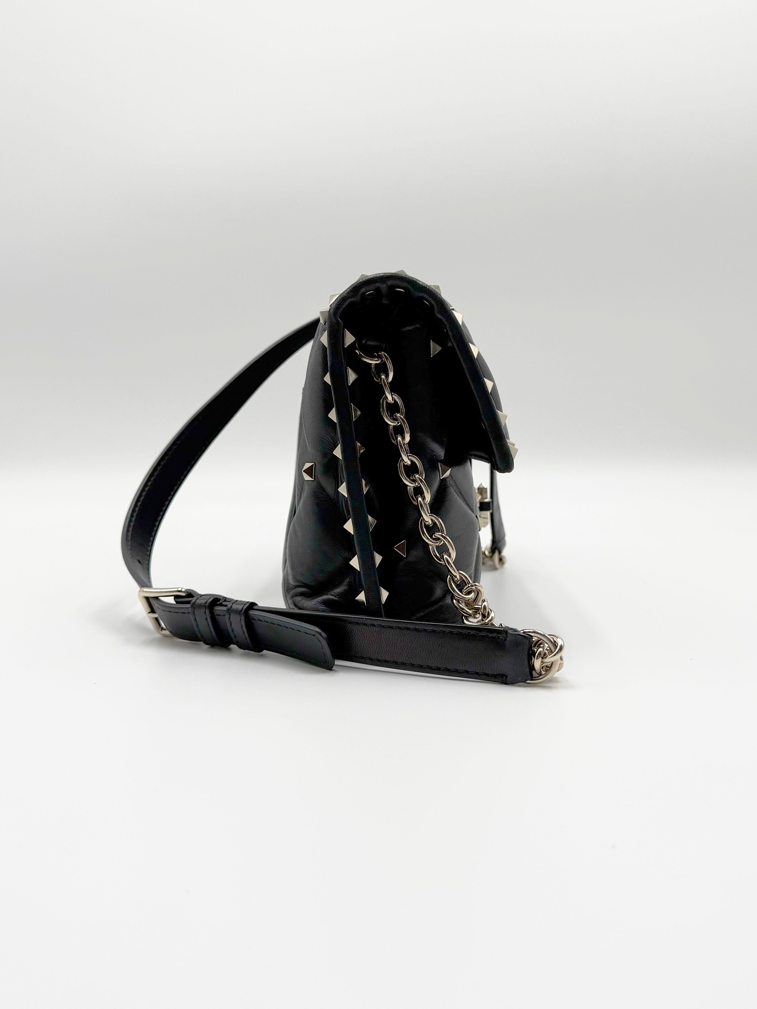 Valentino Candystud Studded Rockstud Black Leather Shoulder Bag - Used Authentic