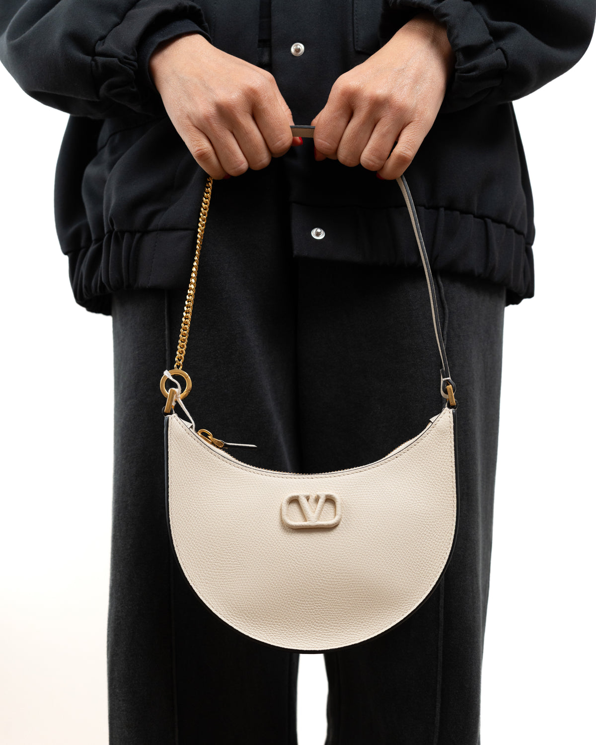 Valentino Garavani Borsa Mini Hobo VLogo Signature Pelle Bianca second hand luxury - Aurea Luxury Lab