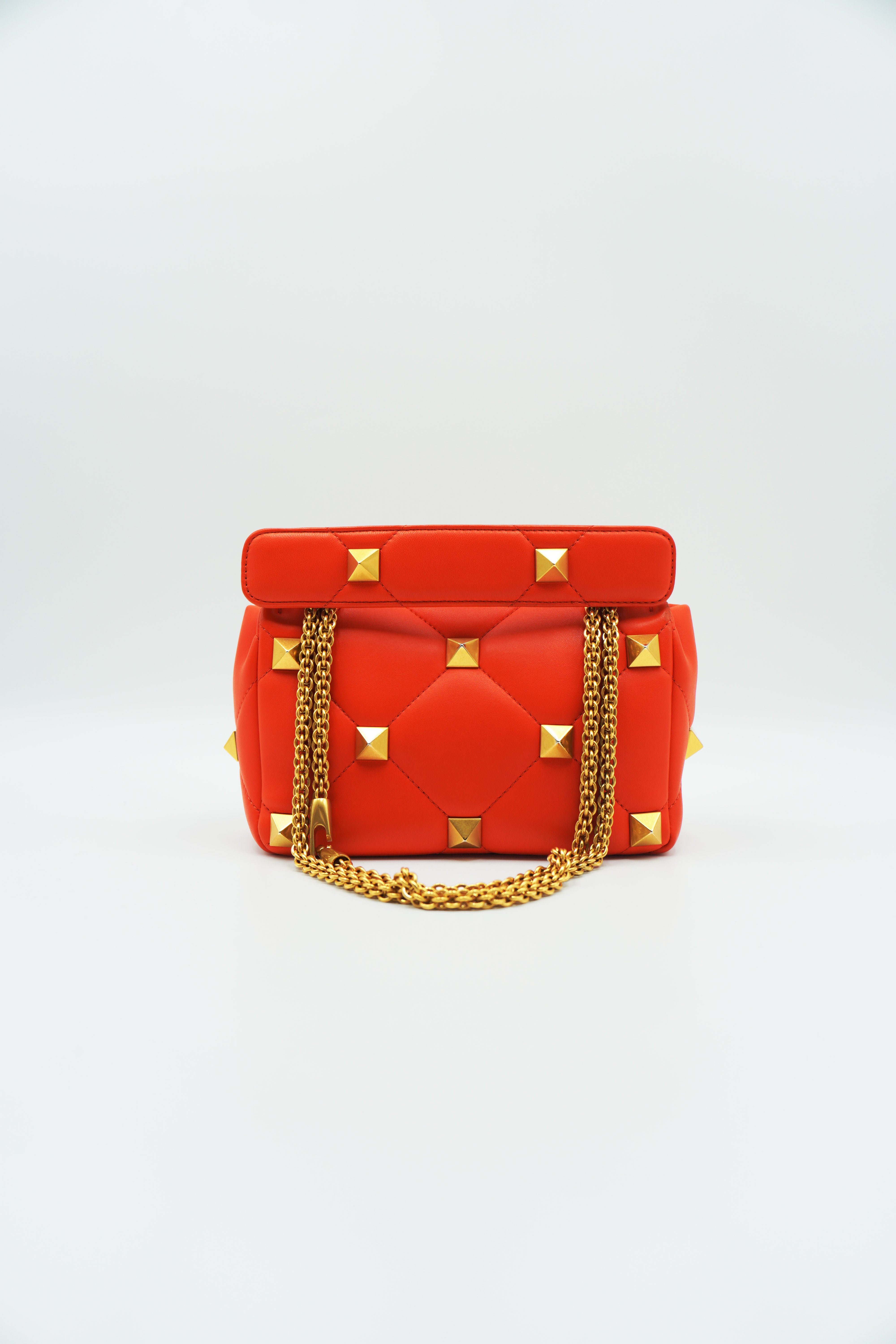 Valentino Garavani Borsa Roman Stud Pelle Arancione Con Borchie usata autentica - Aurea Luxury Lab