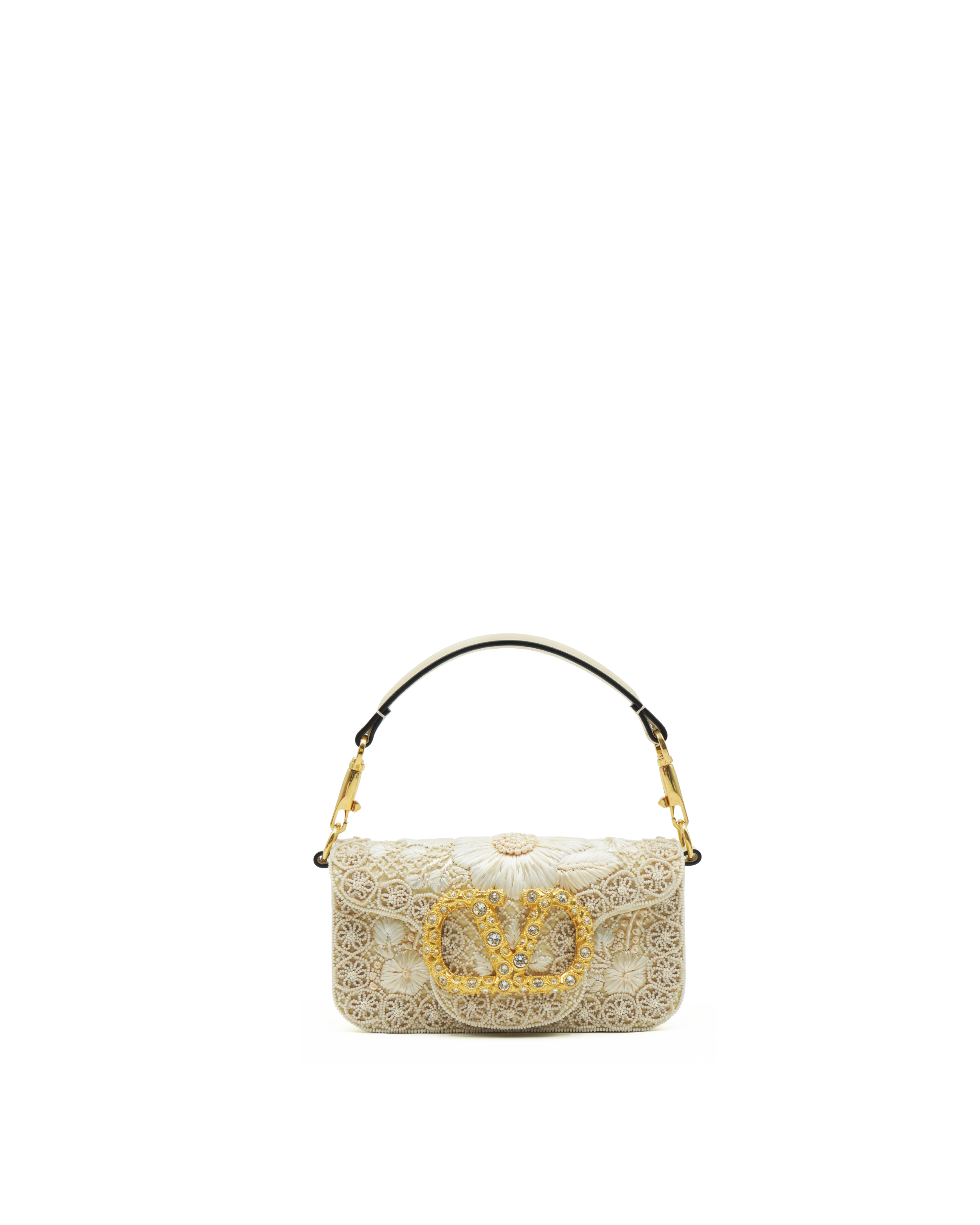 Valentino Garavani Borsa a Spalla Locò In Pizzo Strass e Logo Gioiello usata autentica - Aurea Luxury Lab