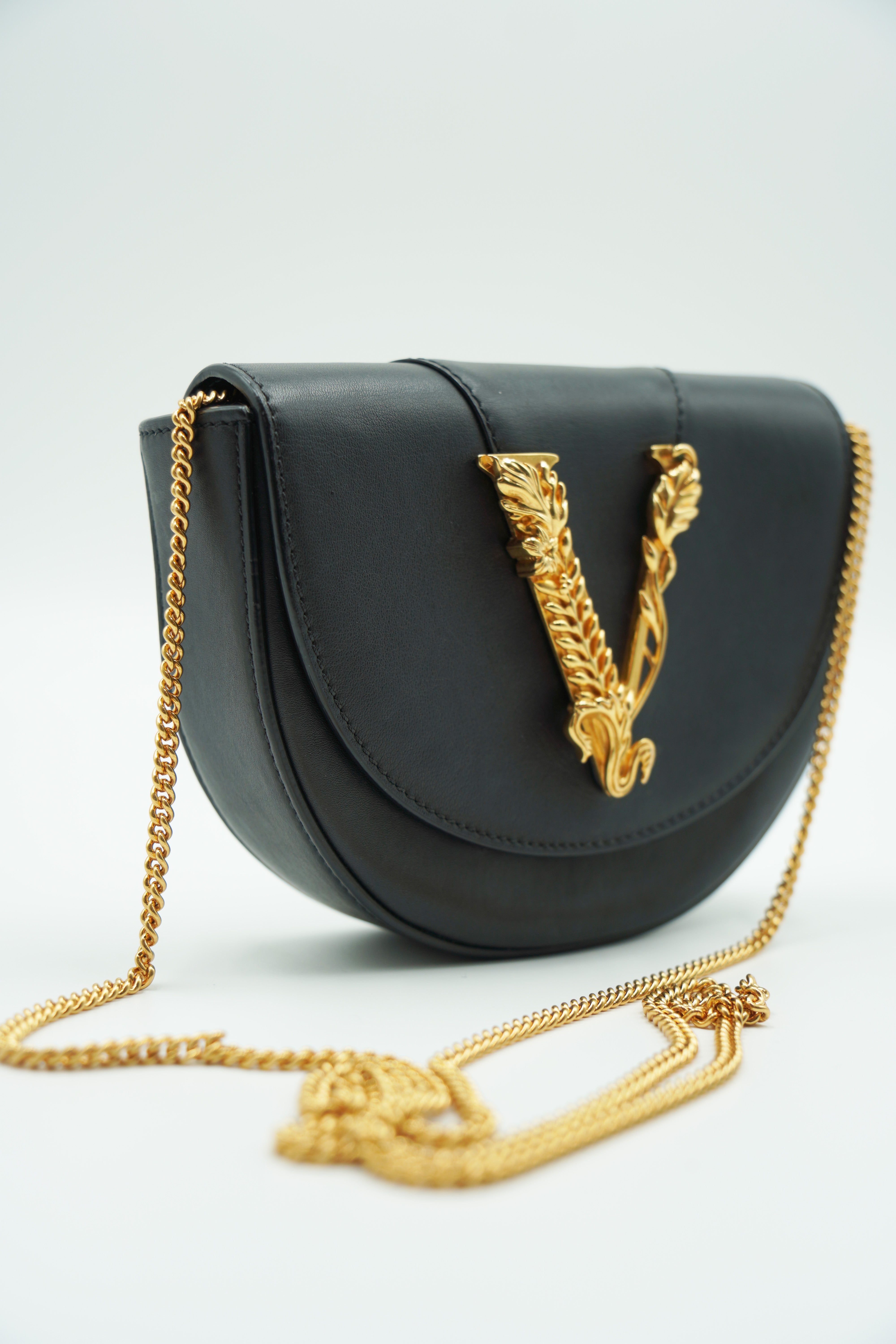Versace Venus Shoulder Bag in Black Leather