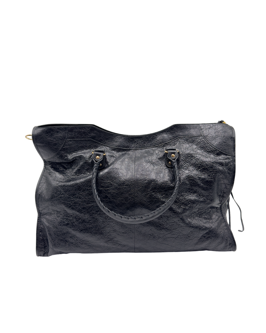 Balenciaga City da viaggio nera, pelle verniciata unisex