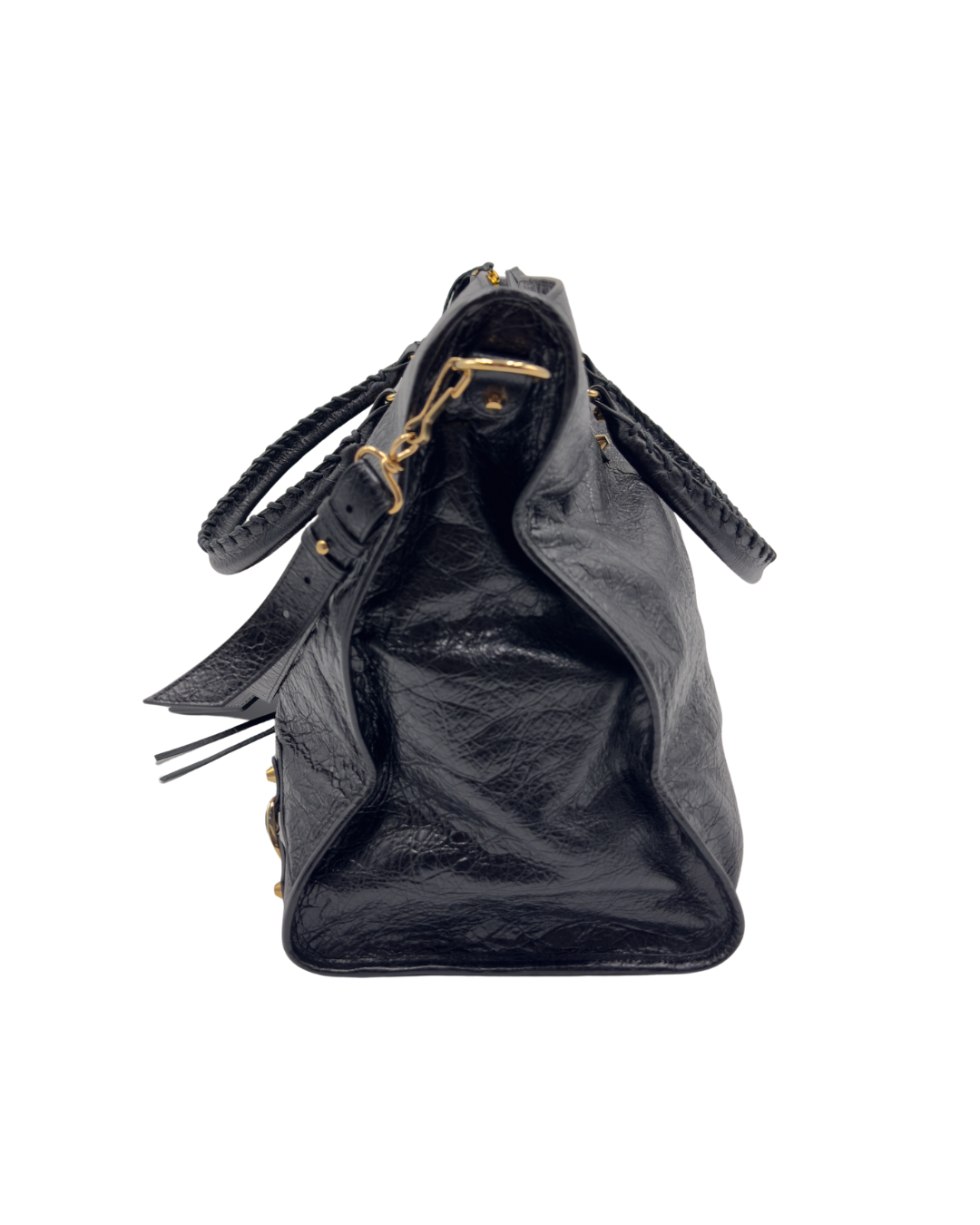 Balenciaga City da viaggio nera, pelle verniciata unisex
