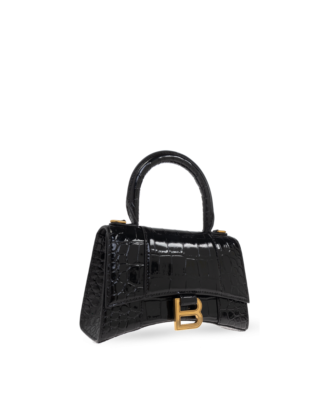 Balenciaga Borsa Hourglass XS Pelle Effetto Coccodrillo Nera borsa usata autentica - Aurea Luxury Lab