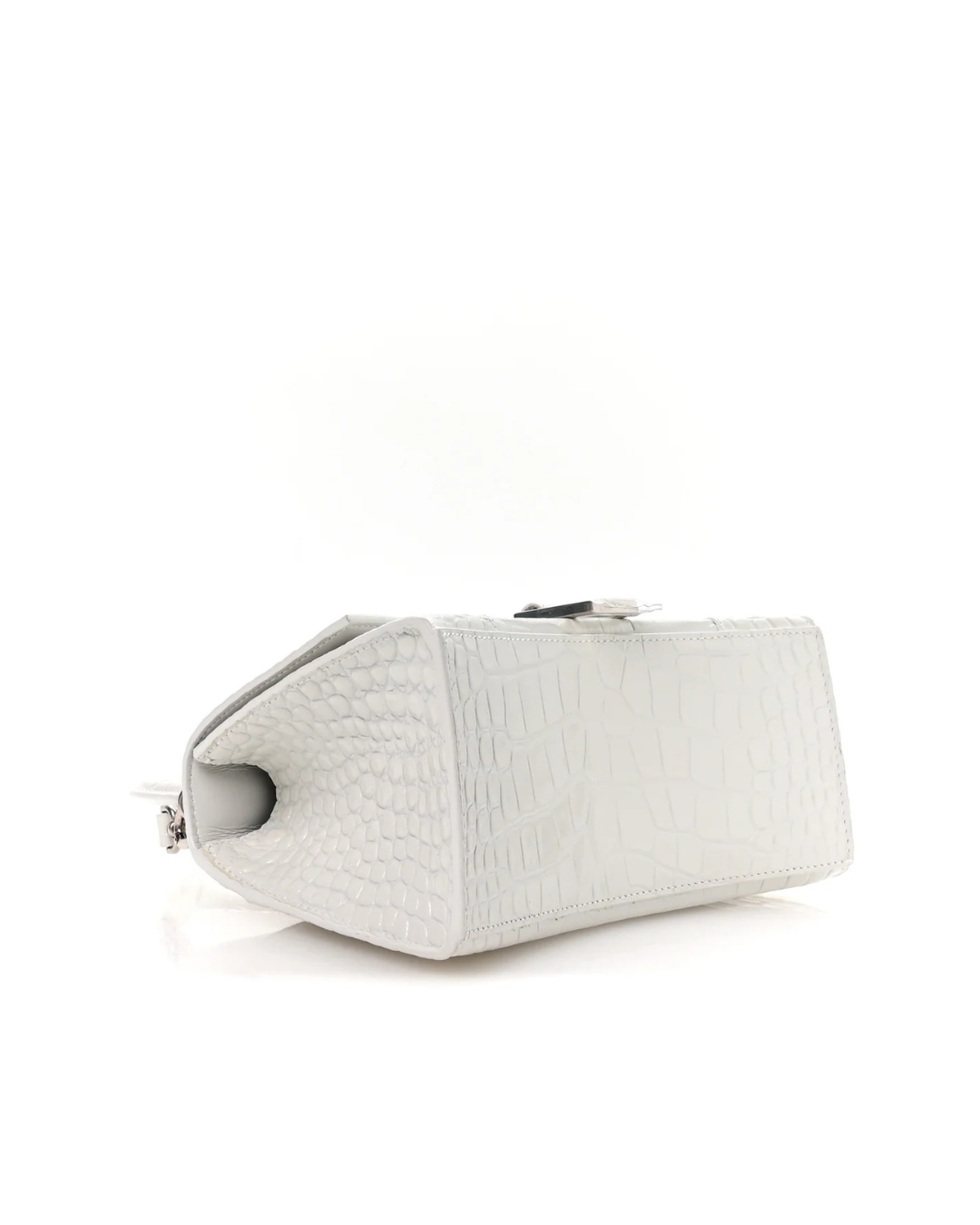 Balenciaga Borsa Hourglass Small Pelle Effetto Coccodrillo Bianca second hand luxury - Aurea Luxury Lab