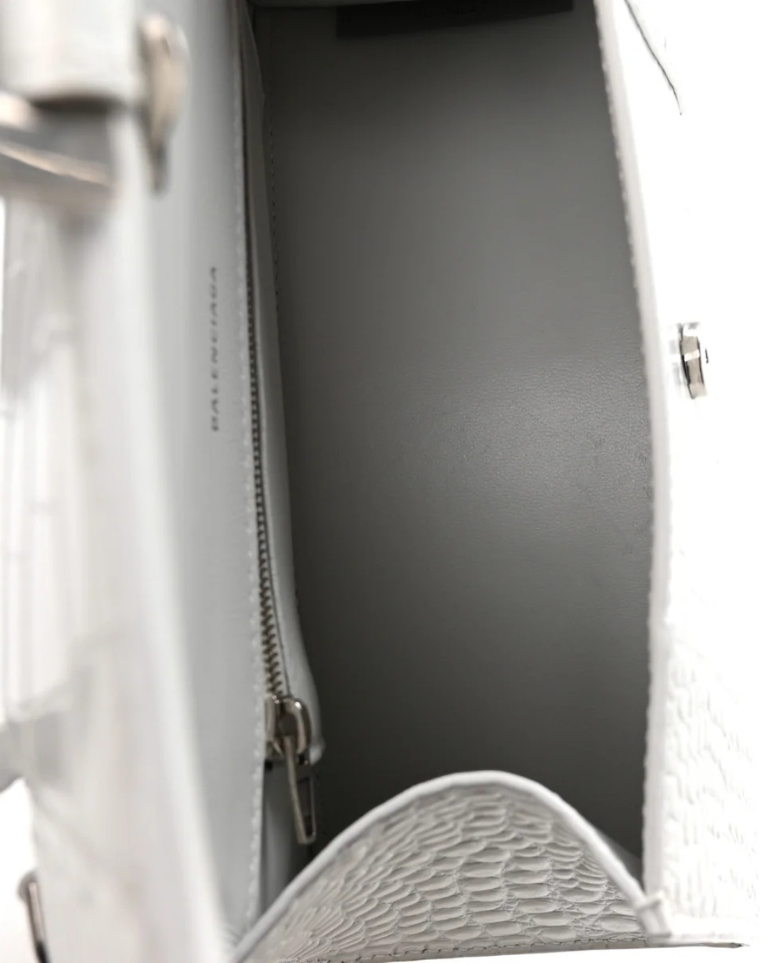 Balenciaga Borsa Hourglass Small Pelle Effetto Coccodrillo Bianca usata autentica - Aurea Luxury Lab
