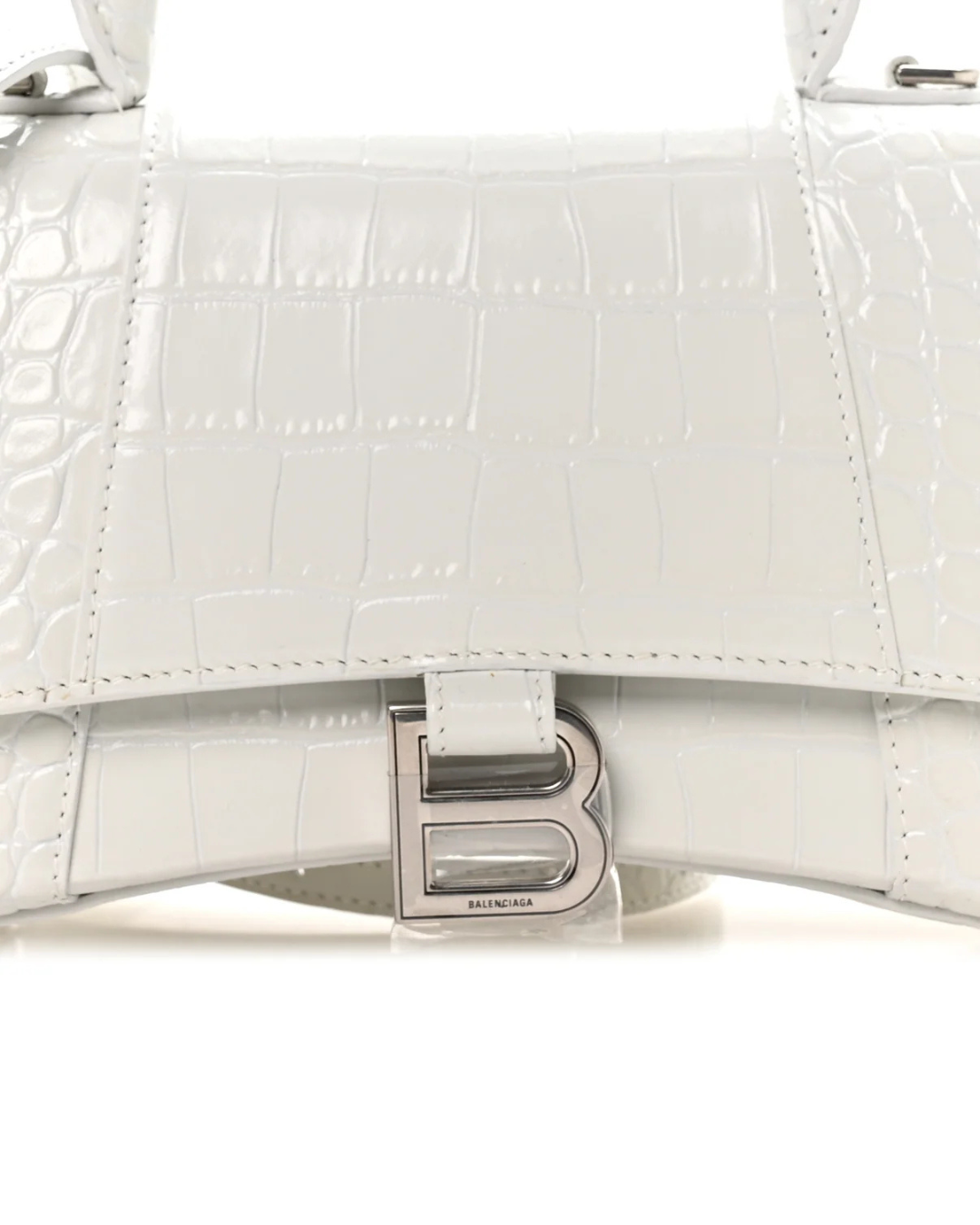 Balenciaga Borsa Hourglass Small Pelle Effetto Coccodrillo Bianca usata autentica - Aurea Luxury Lab