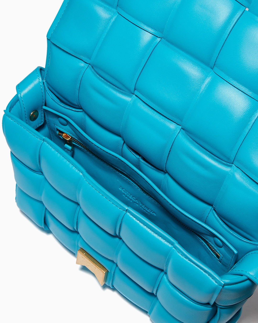 Bottega Veneta Borsa Padded Cassette Pelle Nappa Celeste second hand luxury - Aurea Luxury Lab