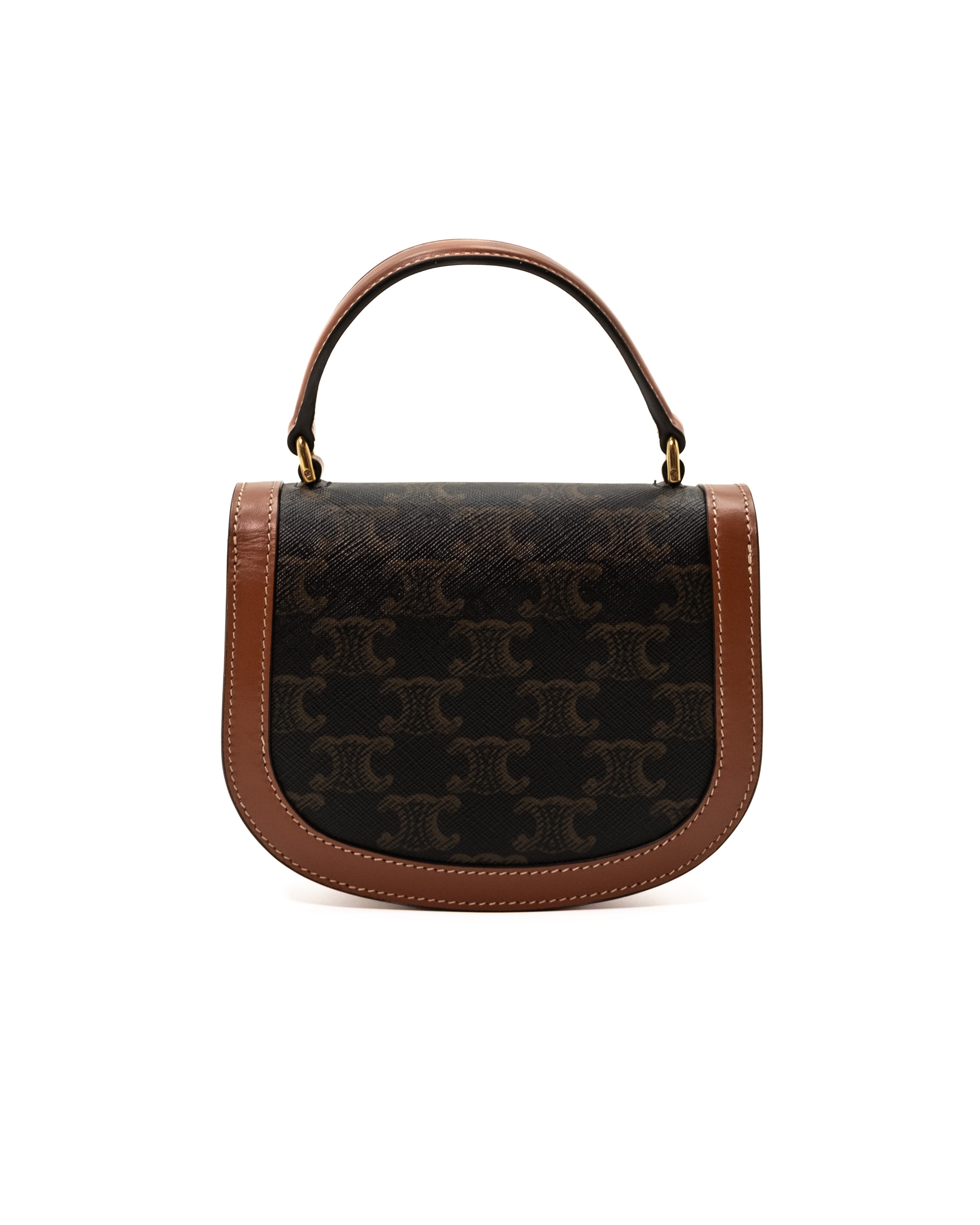 Celine Borsa Besace Clea Mini Tela Triomphe Marrone second hand luxury - Aurea Luxury Lab