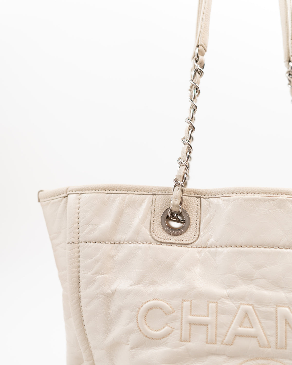 Chanel Borsa Deauville Pelle Beige second hand luxury - Aurea Luxury Lab