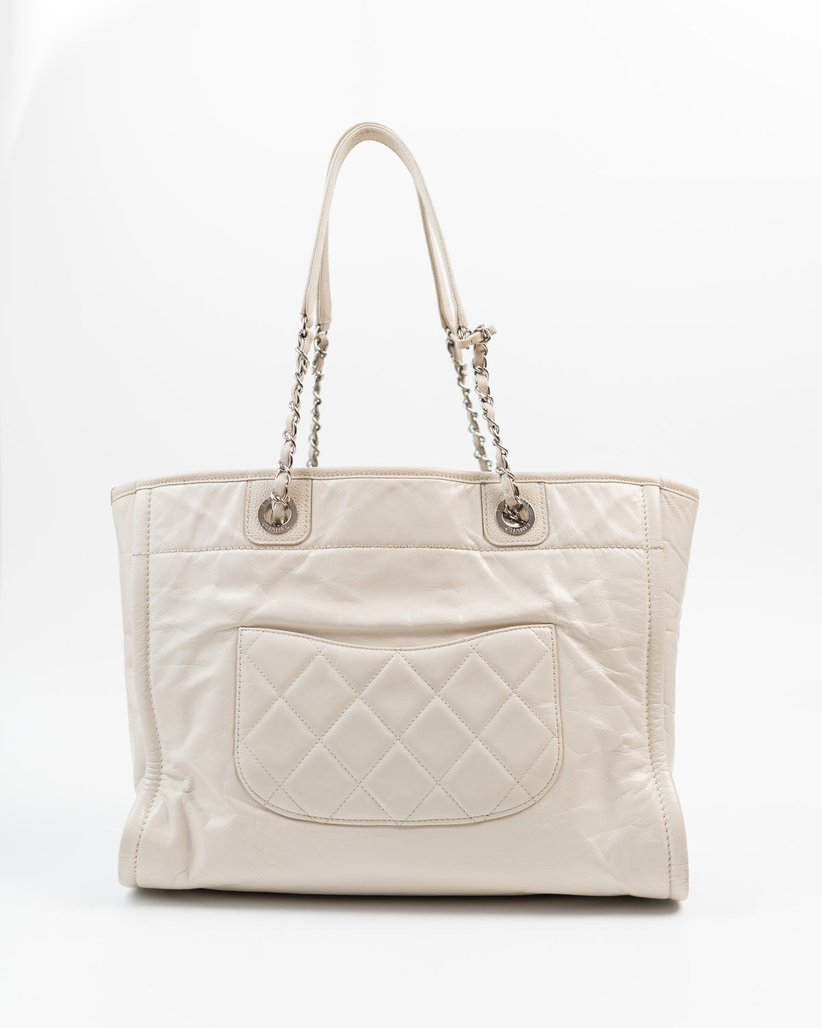Chanel Borsa Deauville Pelle Beige pre-owned autentica - Aurea Luxury Lab