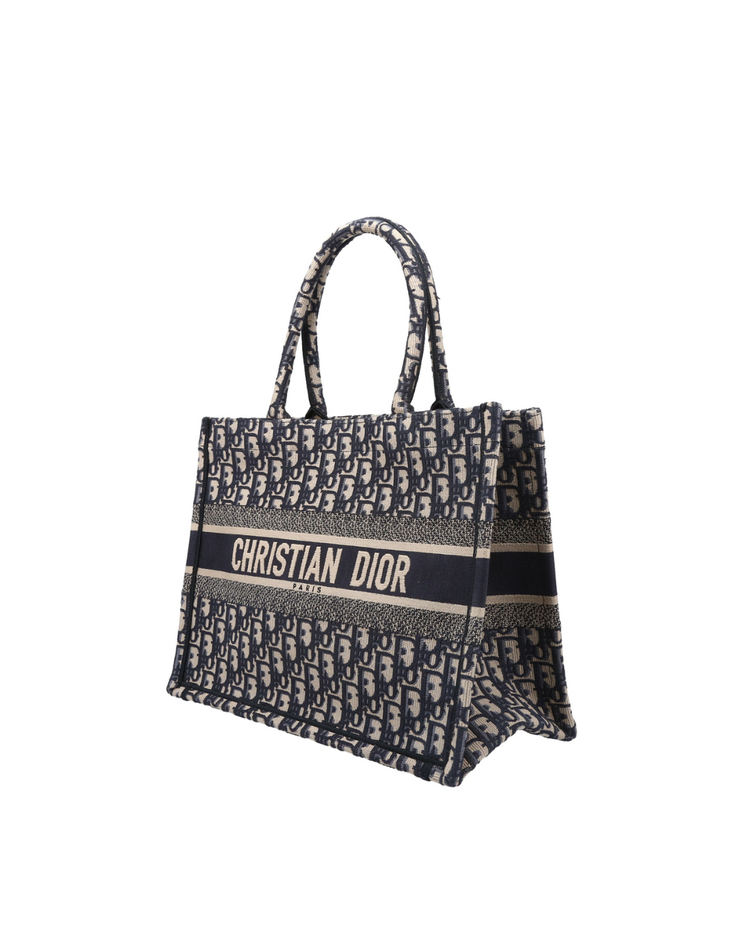 Christian Dior Borsa Book Tote Small Tela Oblique Blu second hand luxury - Aurea Luxury Lab