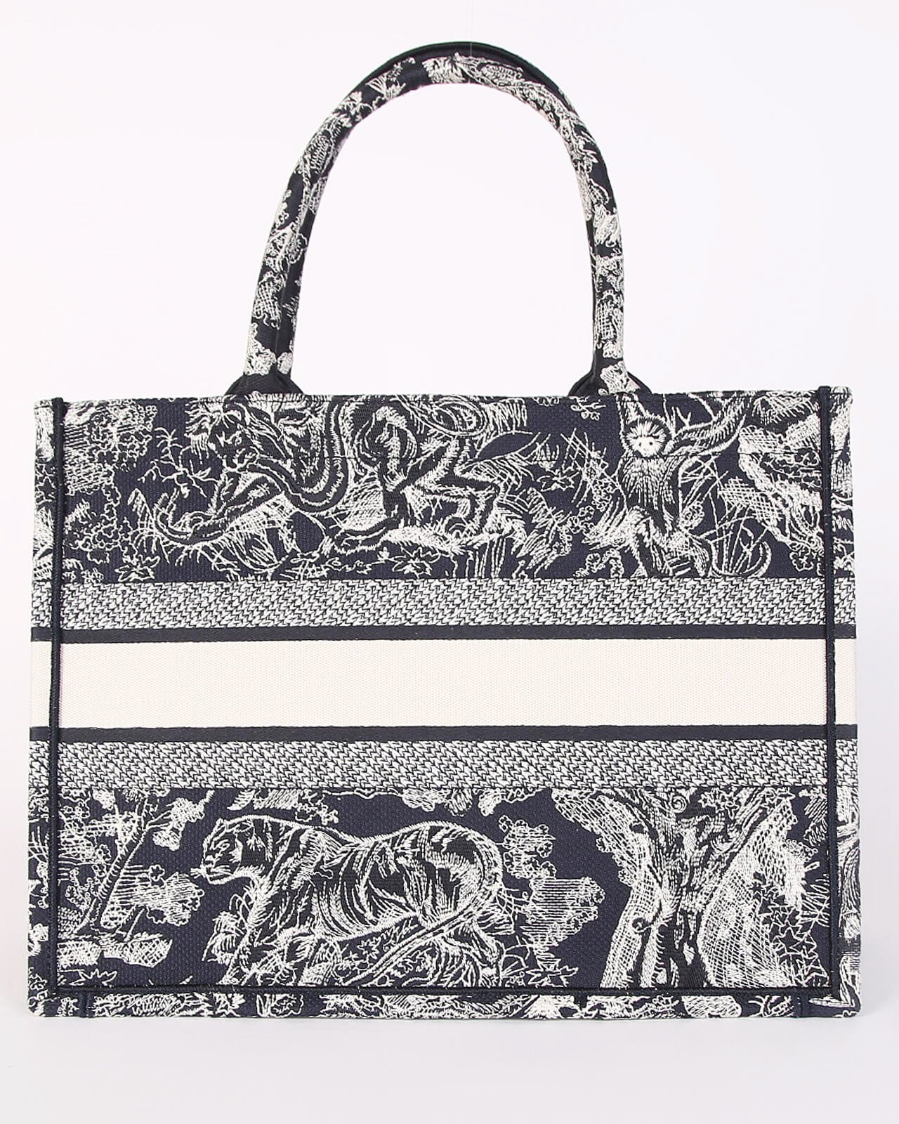 Dior Borsa Tote Book Medium Embroidered Blue Ecru - Usato Autentico